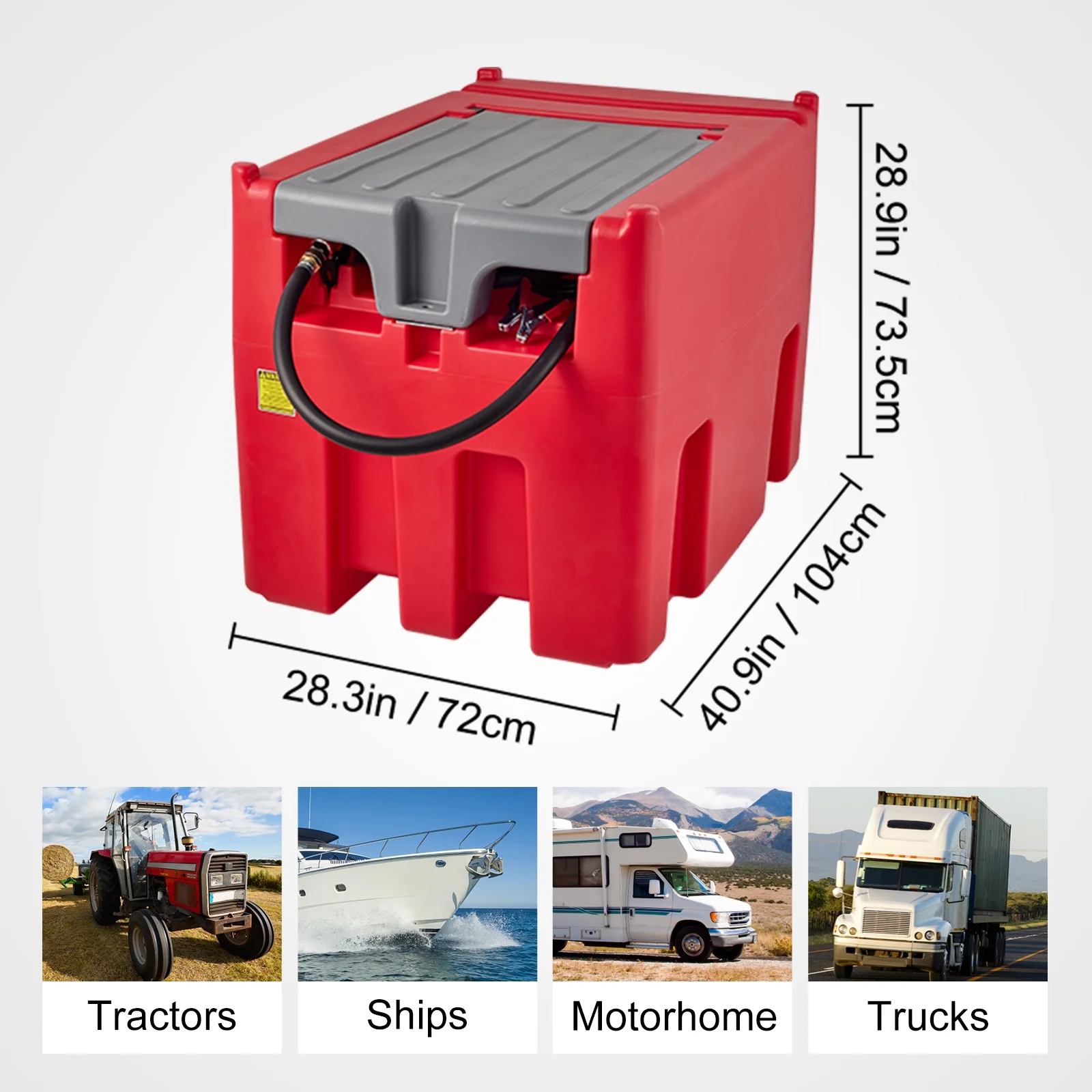 Mobile Diesel Container, 116 Gal 10 GPM Pump, 12V Electric Pump 13.1ft Hose, PE Fuel Storage for Transport, Red - Image 2