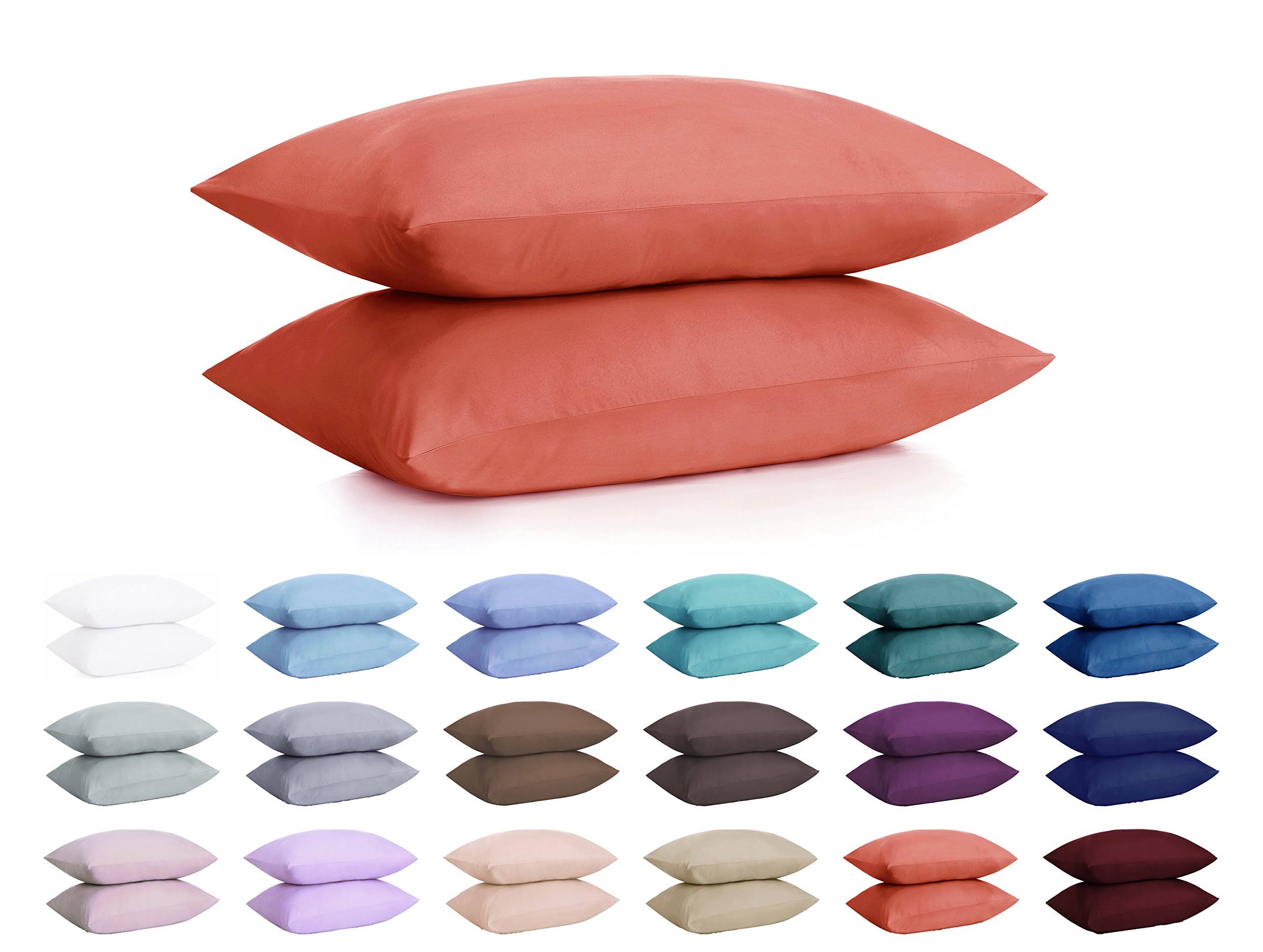 DreamHome Set of 2 Wrinkle Resistant Ultra Soft Pillowcases with Envelope Closure (Standard, Coral)