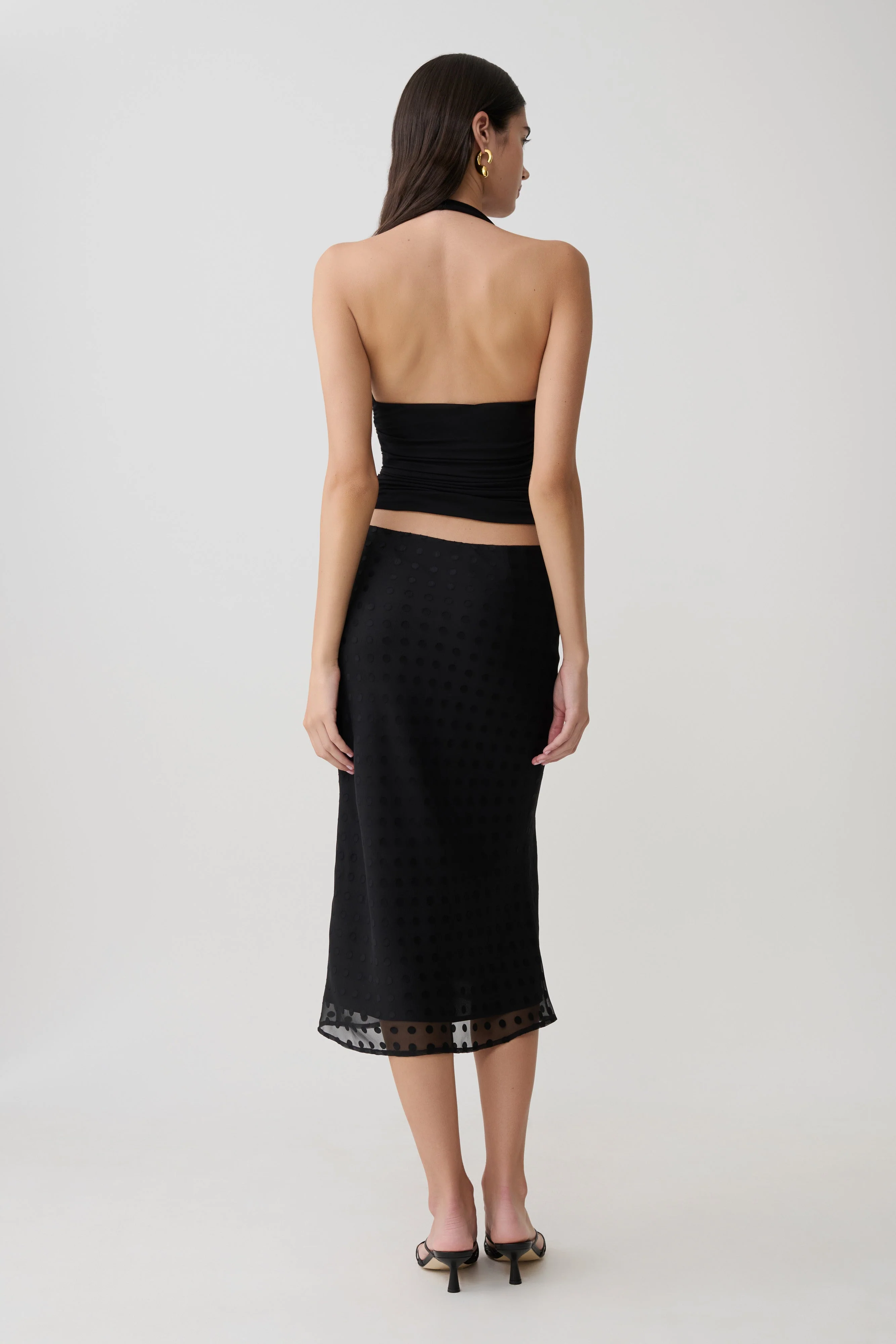 Lilah Devore Midi Skirt - Black