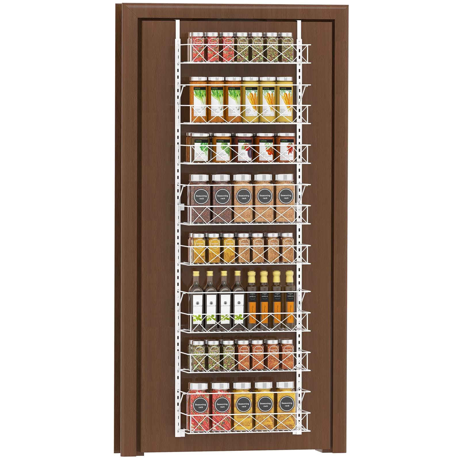 Auledio 8 Tier Spice Rack Pantry Door Over The Door Spice Organizer Rack White