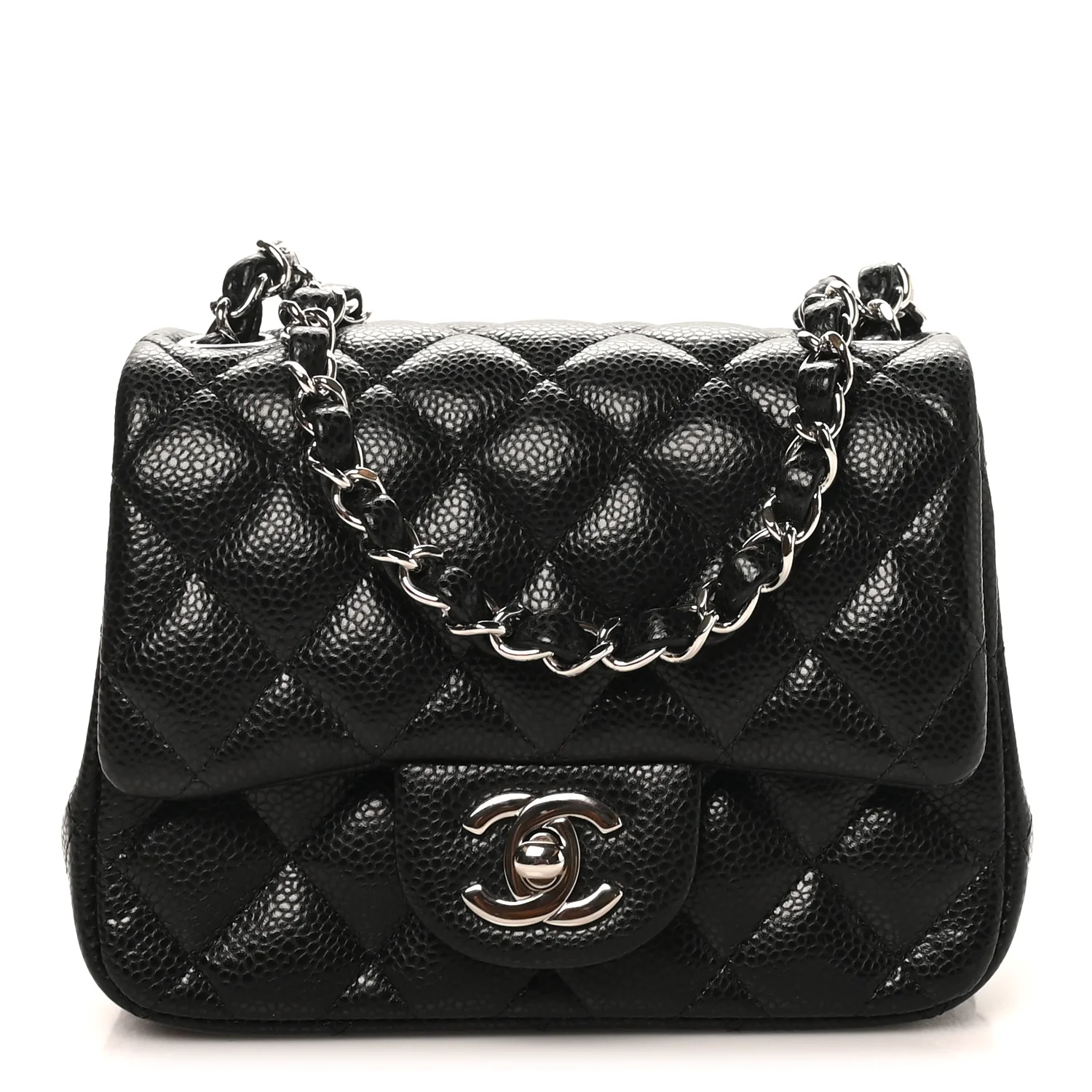 Caviar Quilted Mini Square Flap Black