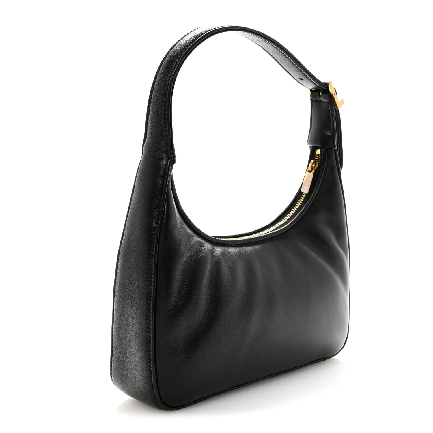 Plunged Lambskin Calypso Mini Hobo Black