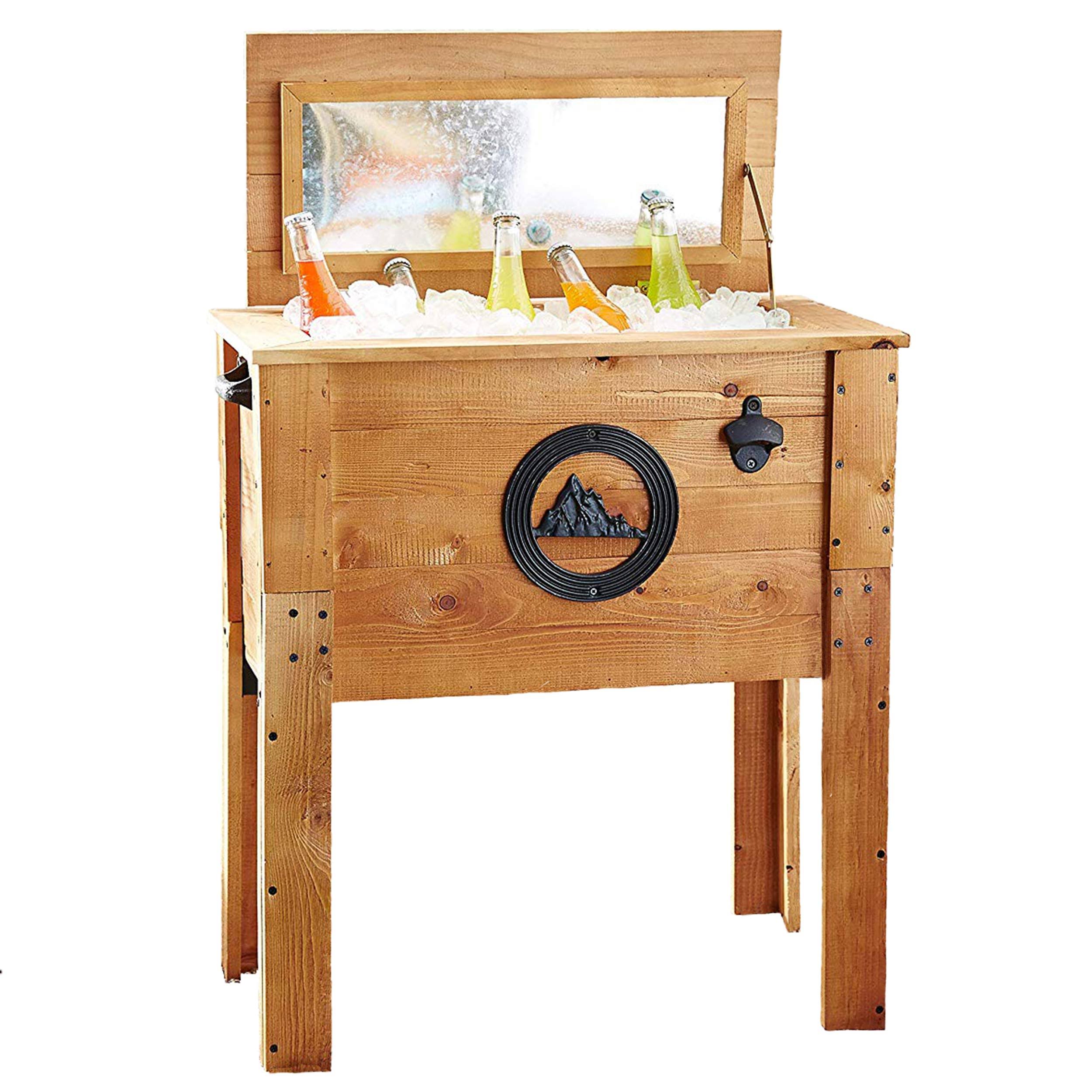 Backyard Expressions 45 Quart Outdoor Patio Wooden Rustic Mountain Cooler