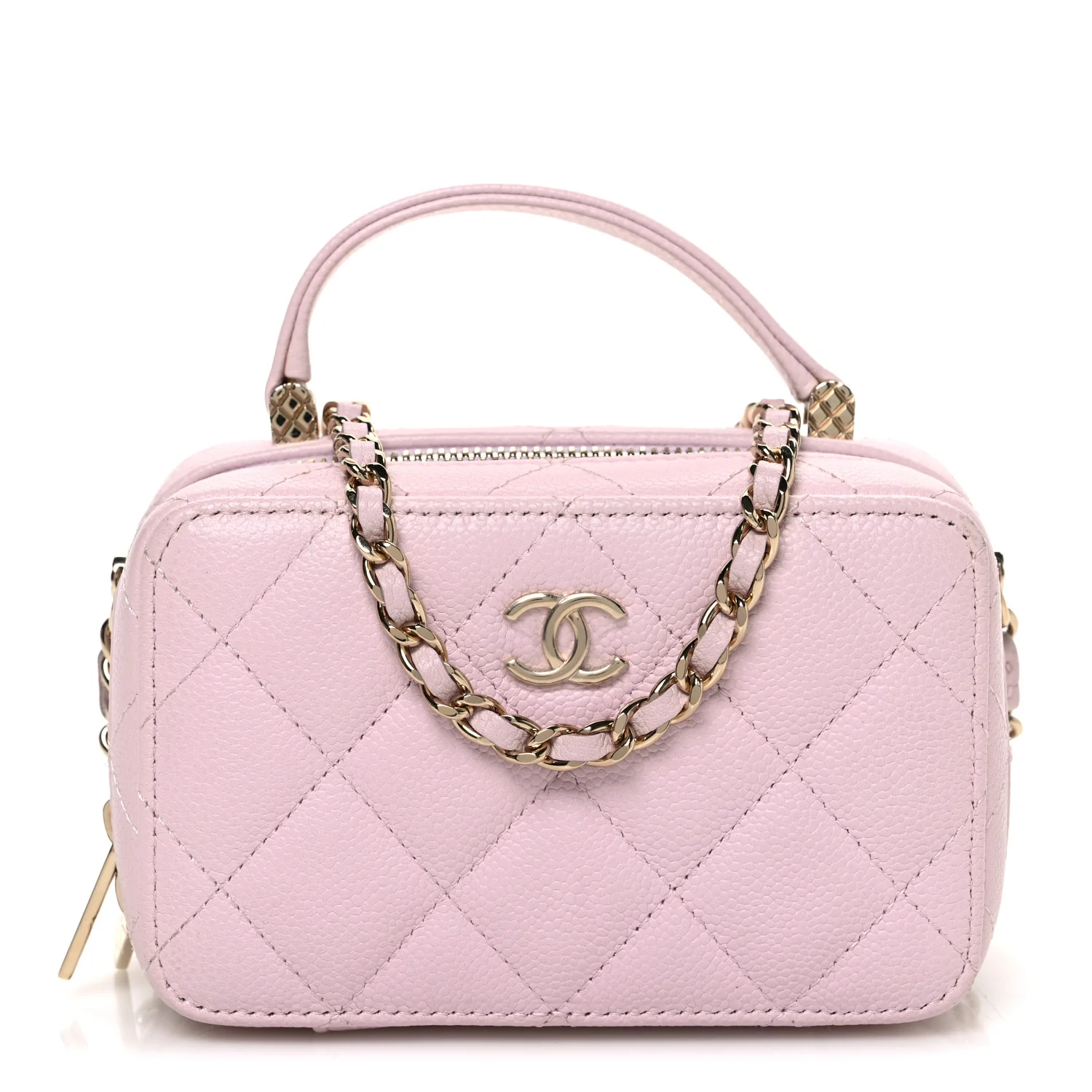 Caviar Quilted Top Handle Vanity Case Pink