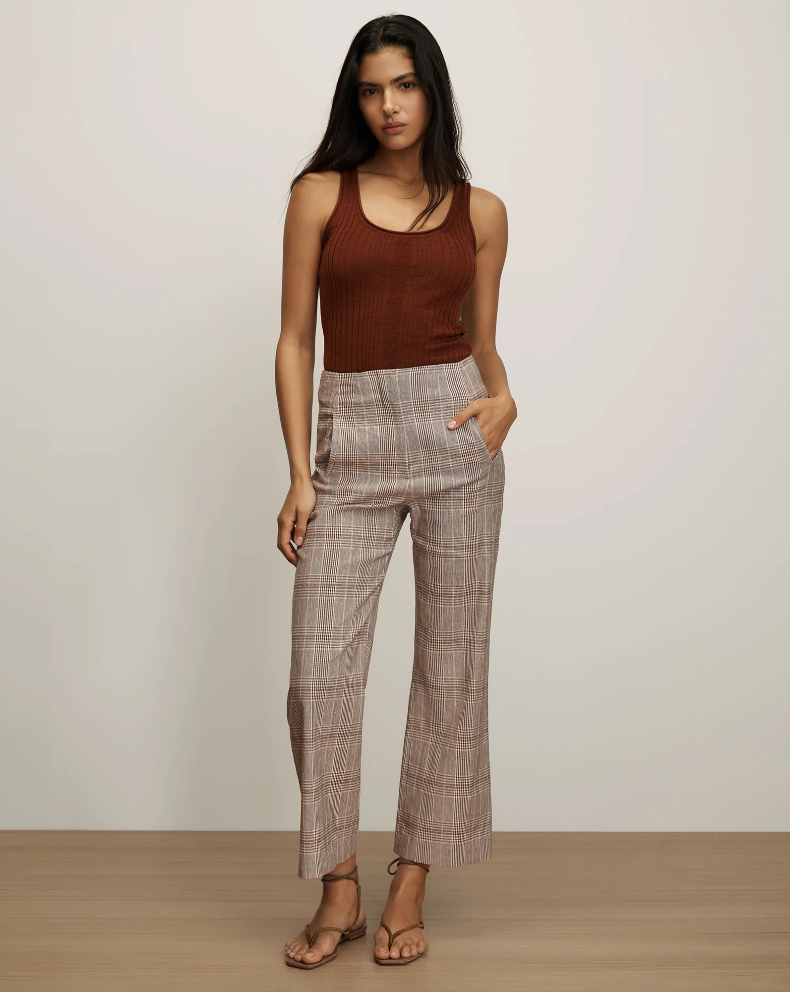 Dova Plaid Wide-Leg Pant