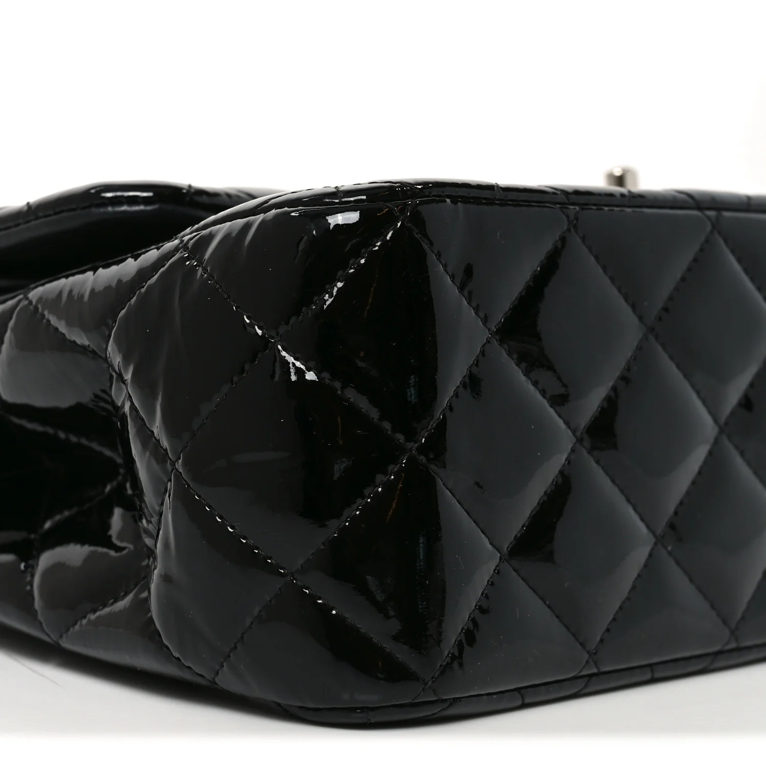 Patent Quilted Jumbo Double Flap Black