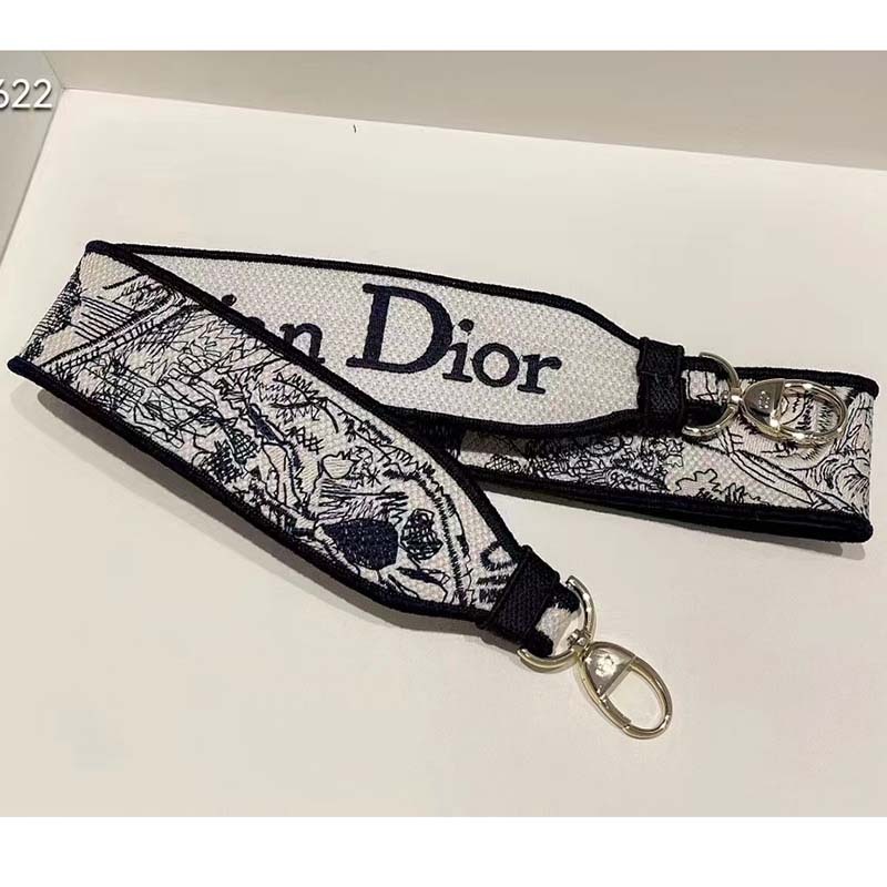 CD Women CD Medium Lady D-Lite Bag Blue Toile De Jouy Embroidery