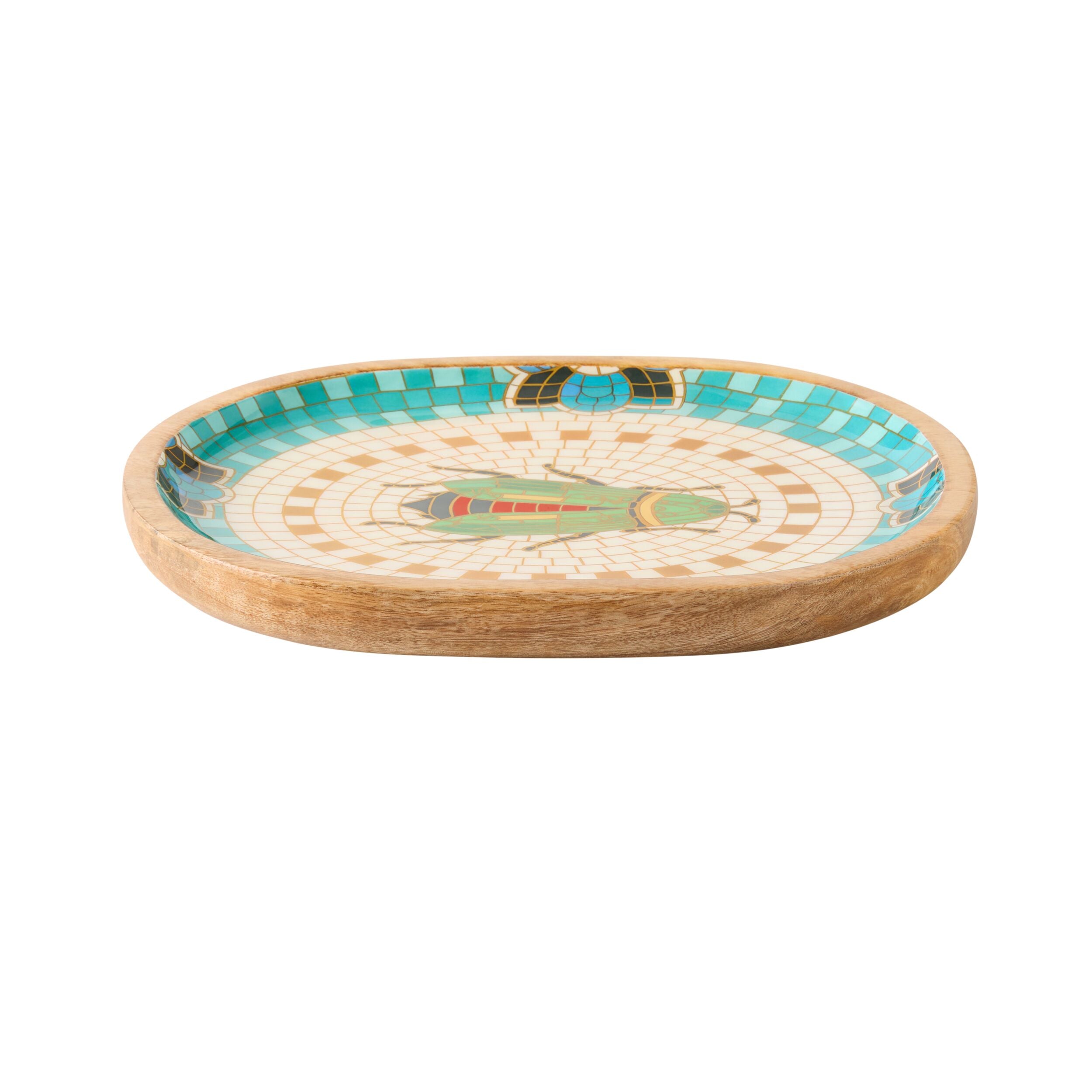 Mystic Scarab Mango Wood Oval Platter 30cm