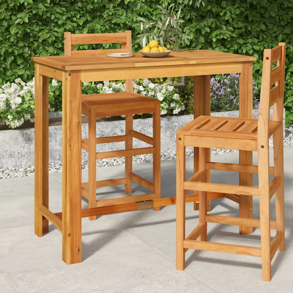 vidaXL Garden Bar Table 23.6 Solid Acacia Wood Outdoor Weather-Resistant Brown