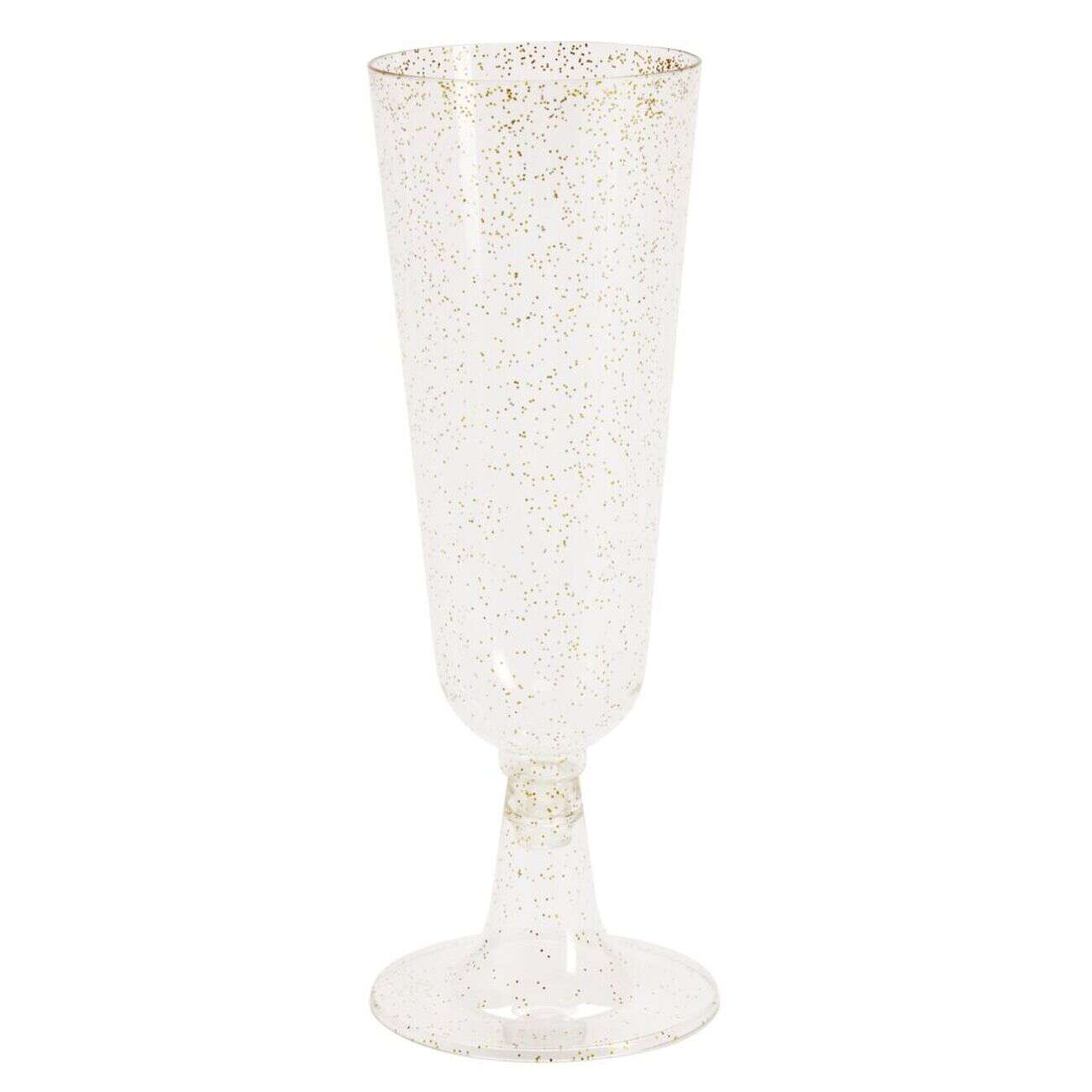 Flûte à champagne plastique réutilisable x4 doré pailleté Ø6xH23cm