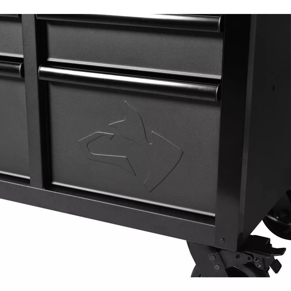 Établi mobile robuste à 15 tiroirs (155 cm L x 58 cm P) avec plateau en bois massif