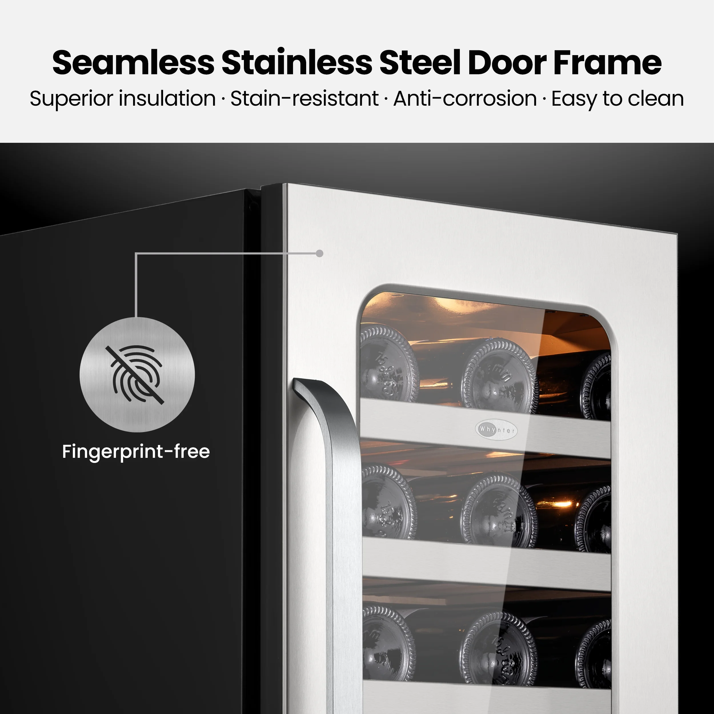 15 Inch Wine Fridge Cooler 33 Bottles Wine Fridge with Glass Door, Small Wine Refrigerator with 3 LED Light Built-in for Home Bar Kitchen - Image 5