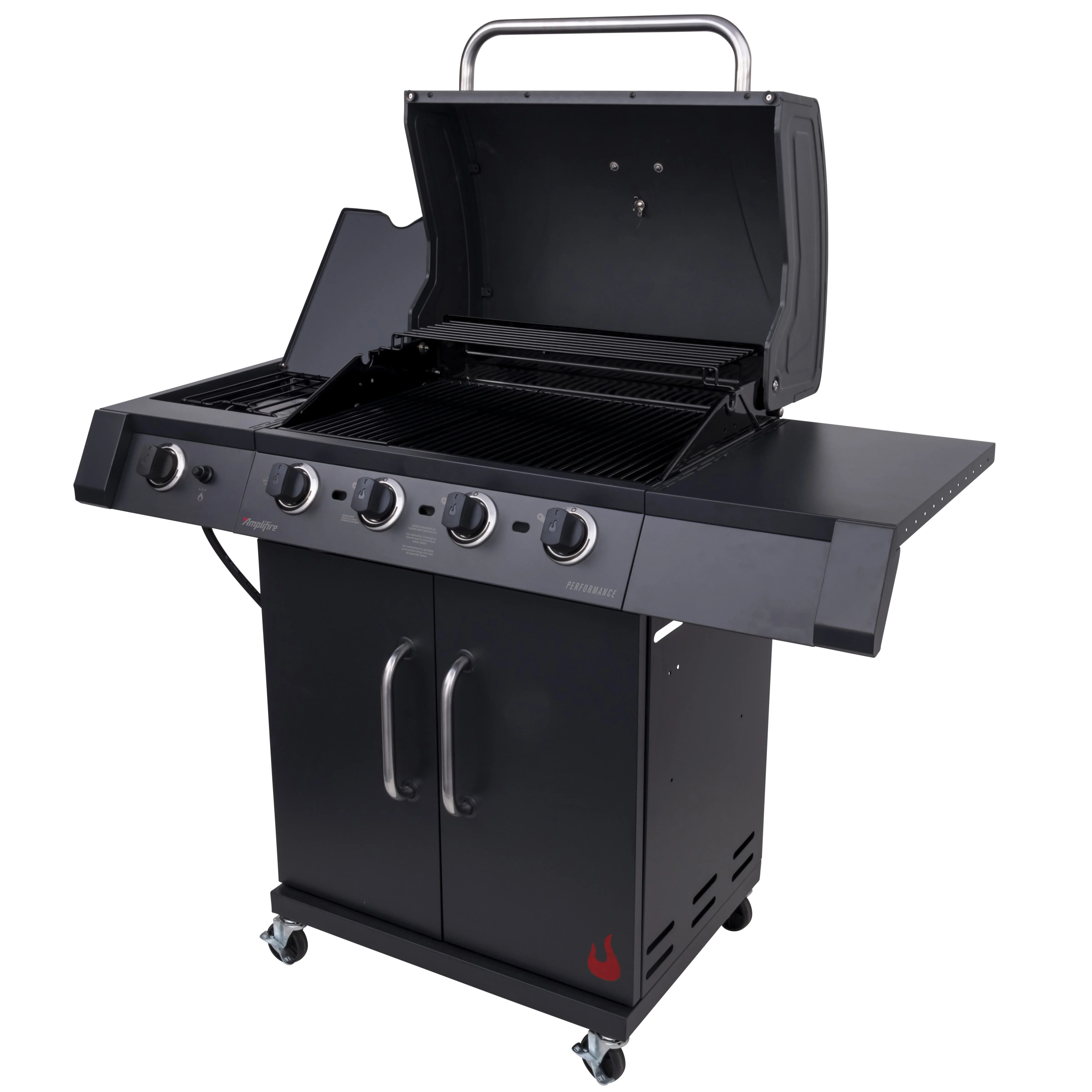 Performance Series Infrared 4-Burner Propane Gas Grill Cabinet with Side Burner, Black