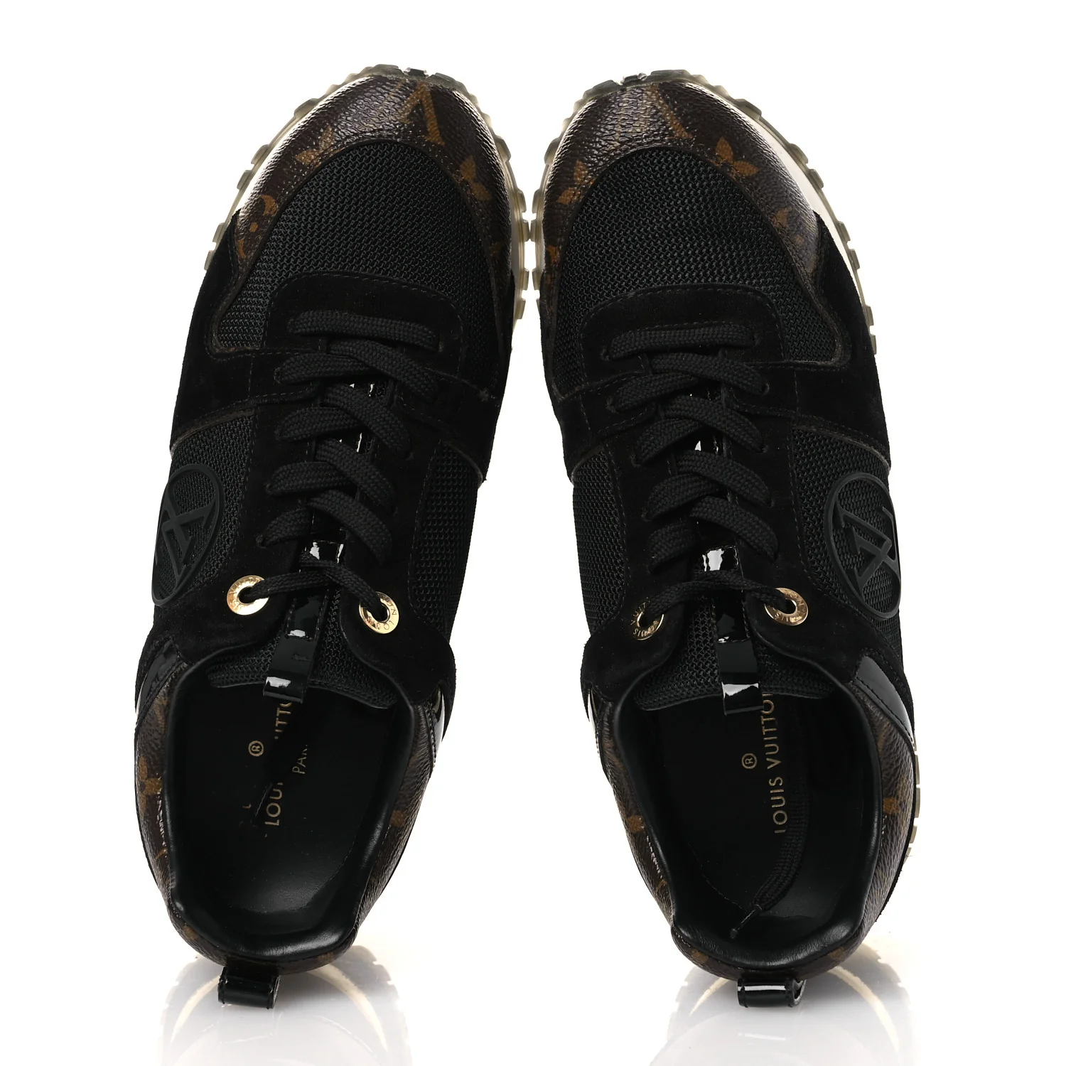 Suede Monogram Run Away Sneakers 36.5 Black