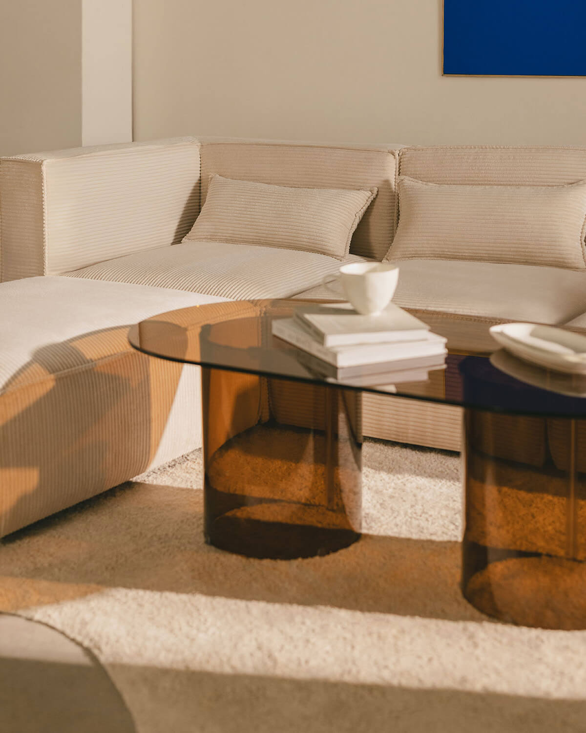 Kilhe Pana Gruesa - Sofá Modular de 2 Piezas Esquinero y Sillón con Puff de Pana Gruesa Kilhe