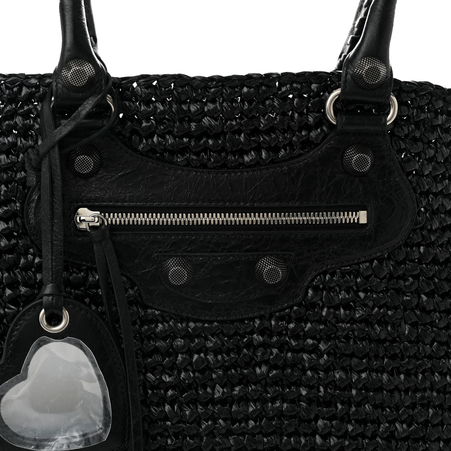 Raffia Woven Large Le Cagole Panier Tote Black