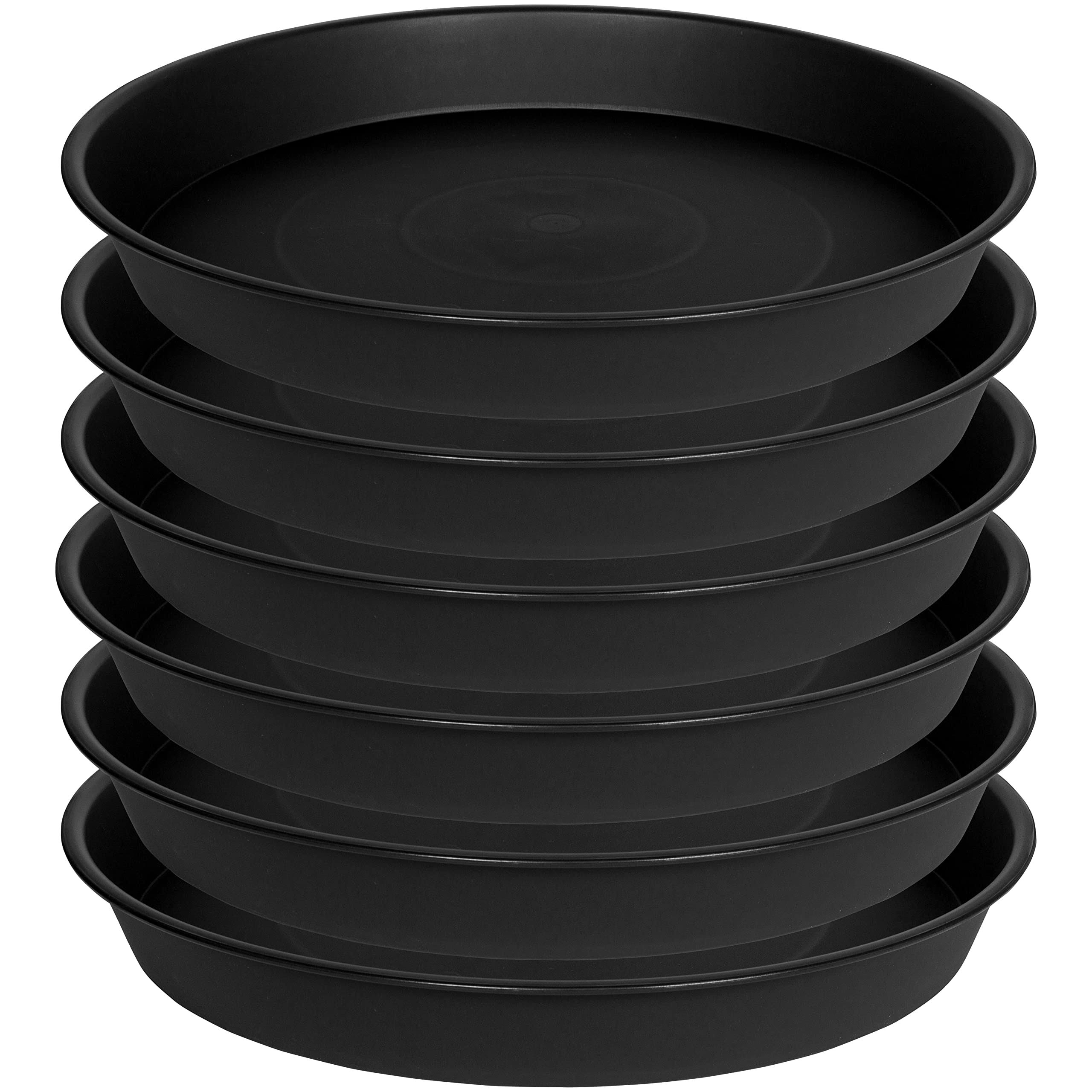 Bleuhome 6 Pack Plant Saucer Tray, 4 6 8 10 12 13 15 17 19 inch Plant Saucers, Heavy Duty Plastic Plant Saucers for Indoors, Bird Bath Bowls, Flower