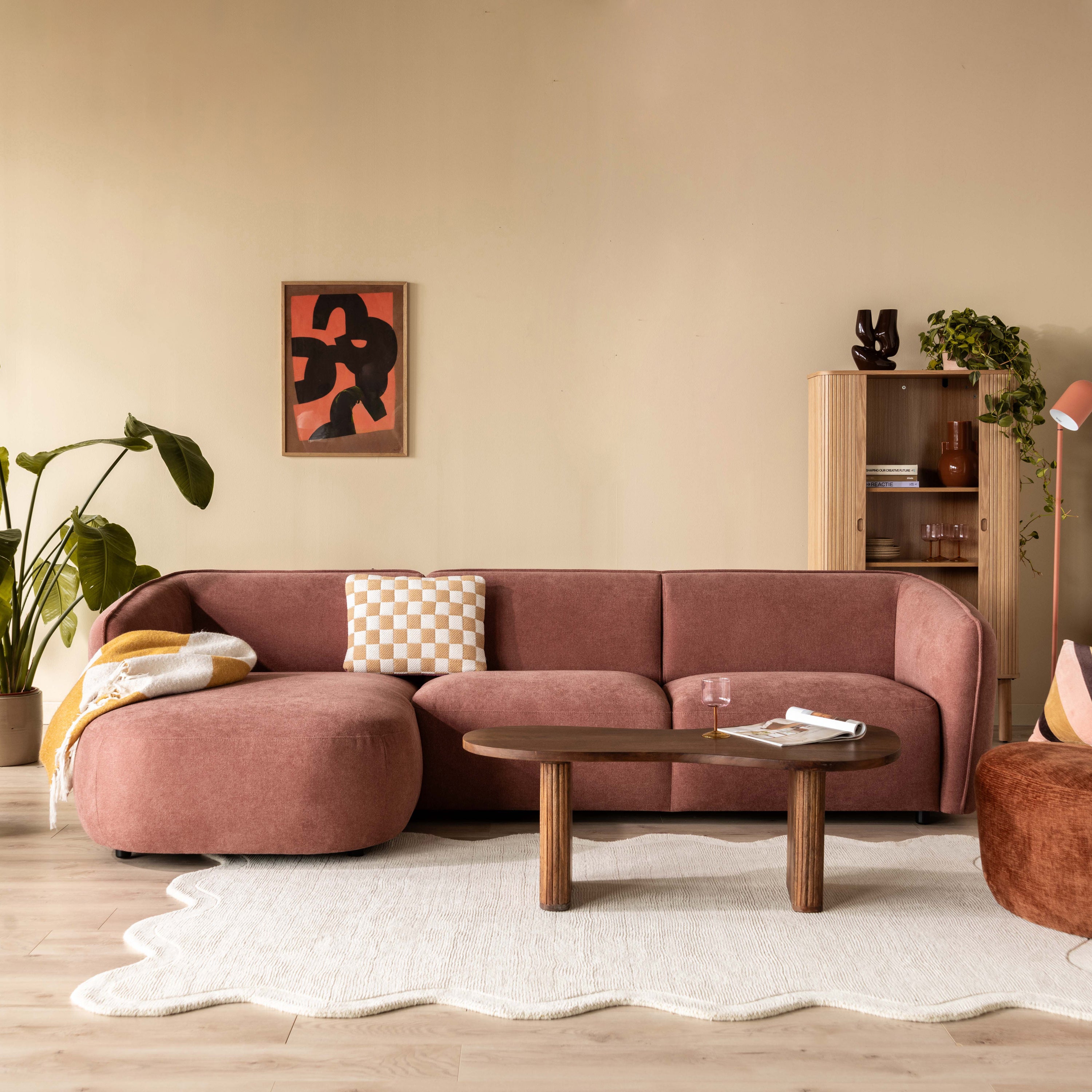 by fonQ Soft Hoekbank met Chaise Longue Links - Micro Chenille - Oud R