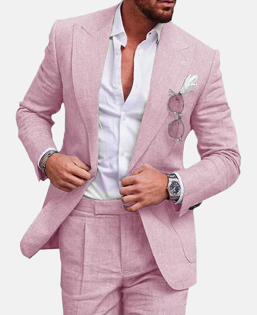 Ensemble blazer et pantalon décontracté uni à col à revers et poche, 2 pièces (une boutonnière)