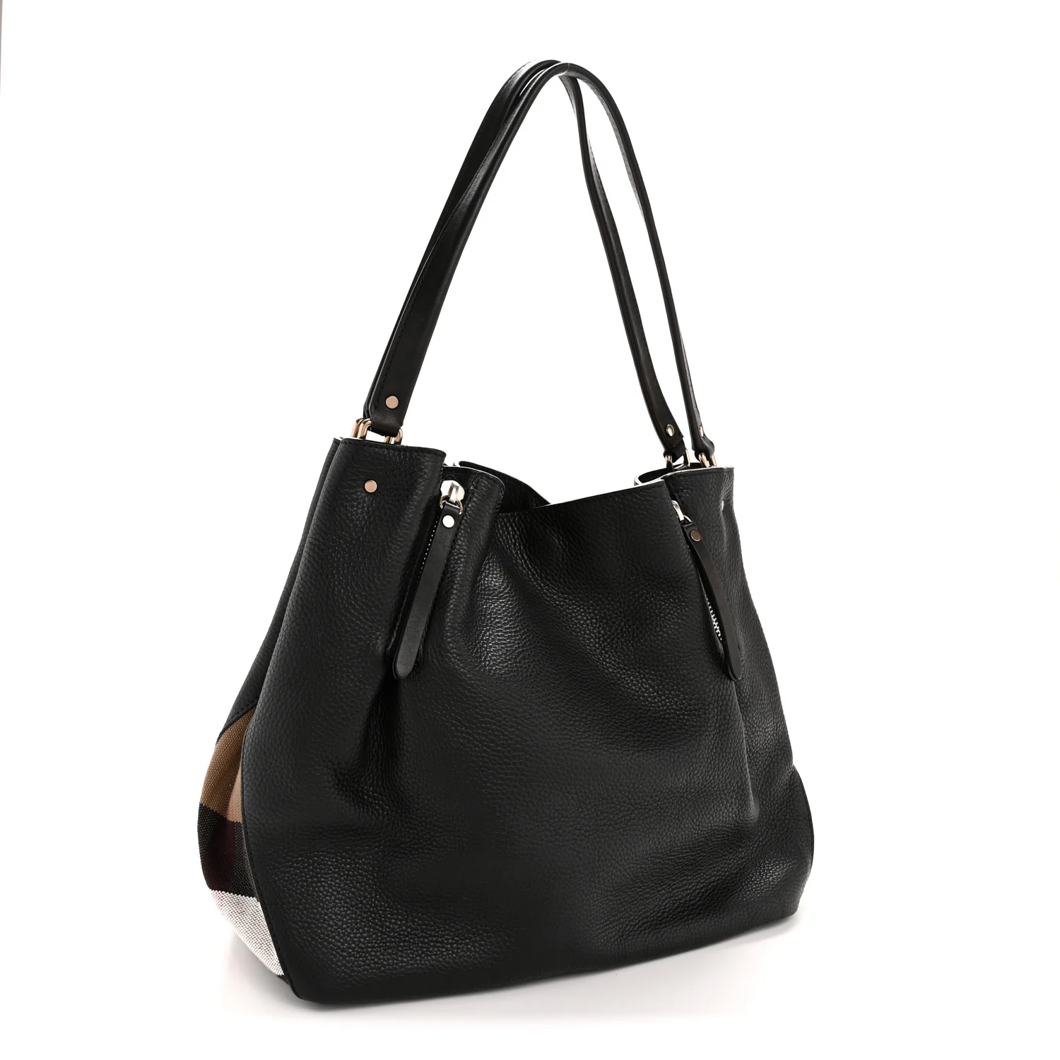 Grainy Calfskin House Check Medium Maidstone Black