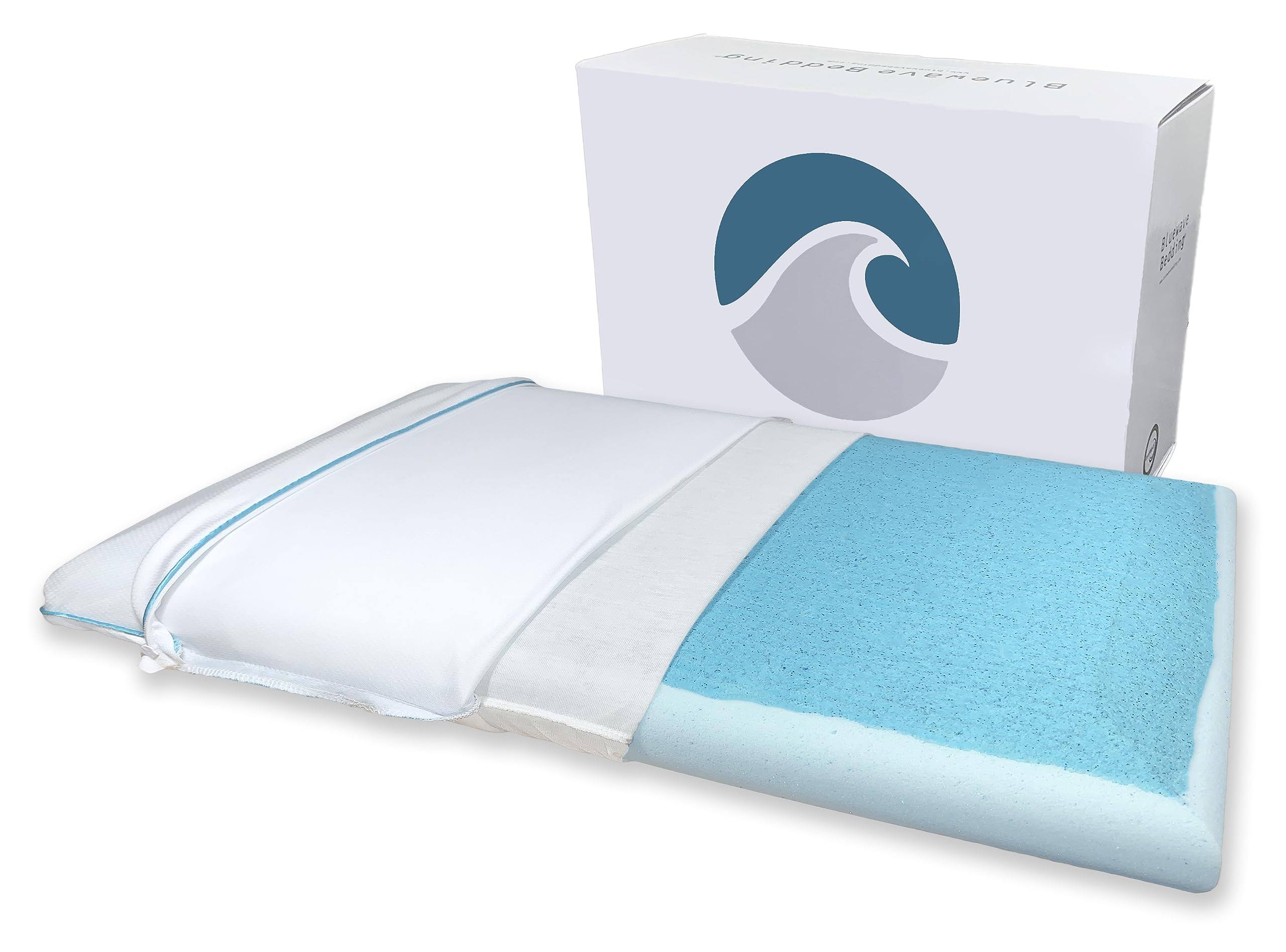Bluewave Bedding Hyper Slim CarbonBlue Max Cool Gel Memory Foam Pillow for Stomach and Back Sleepers - Thin, Flat Design with Ad