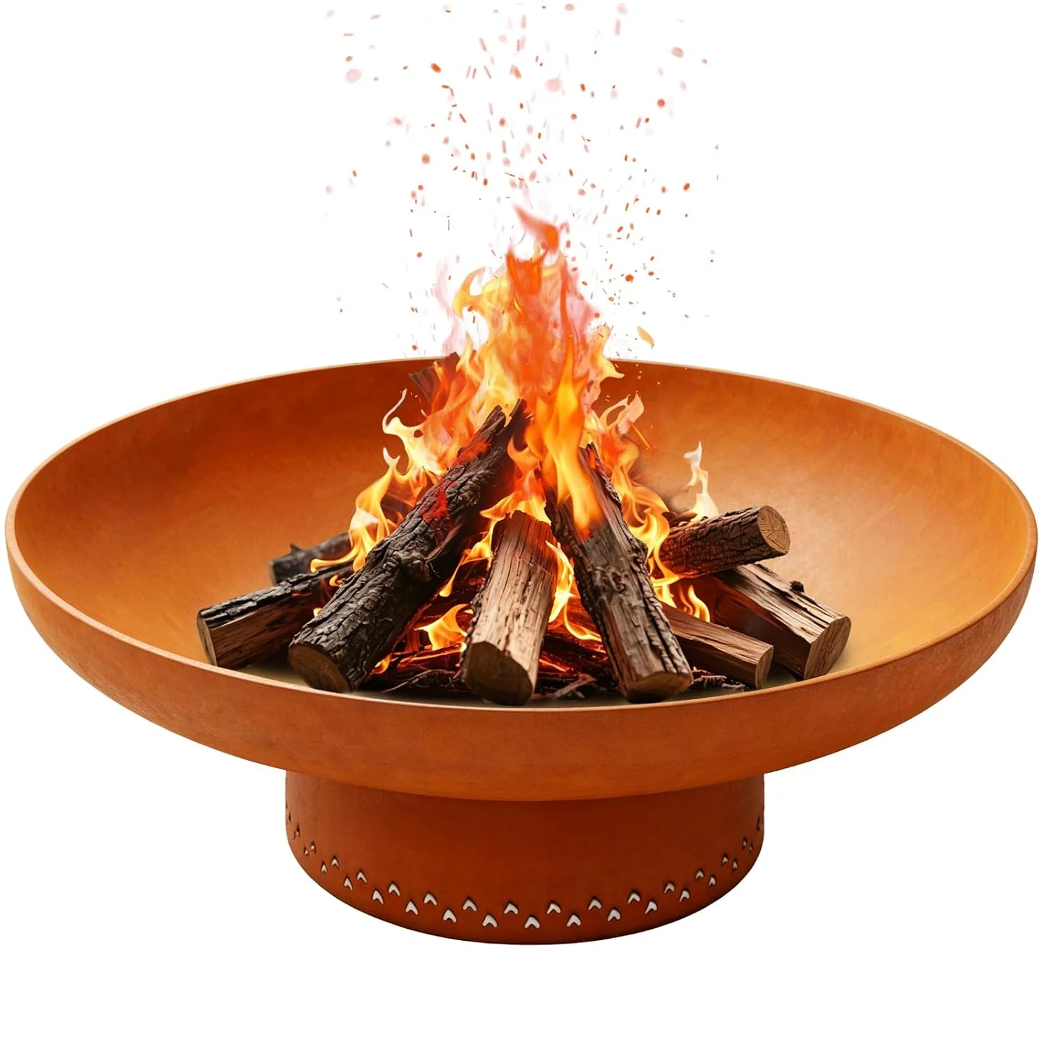 Round Wood Burning Outdoor Fire Pit, 27.5 Inch Fire Bowl