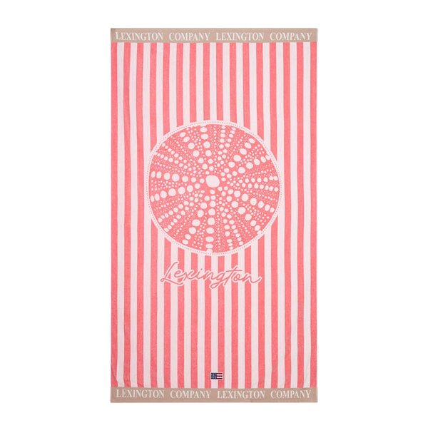 Strandhåndkle 180x100 cm velur/frotté rosa/hvit/beige