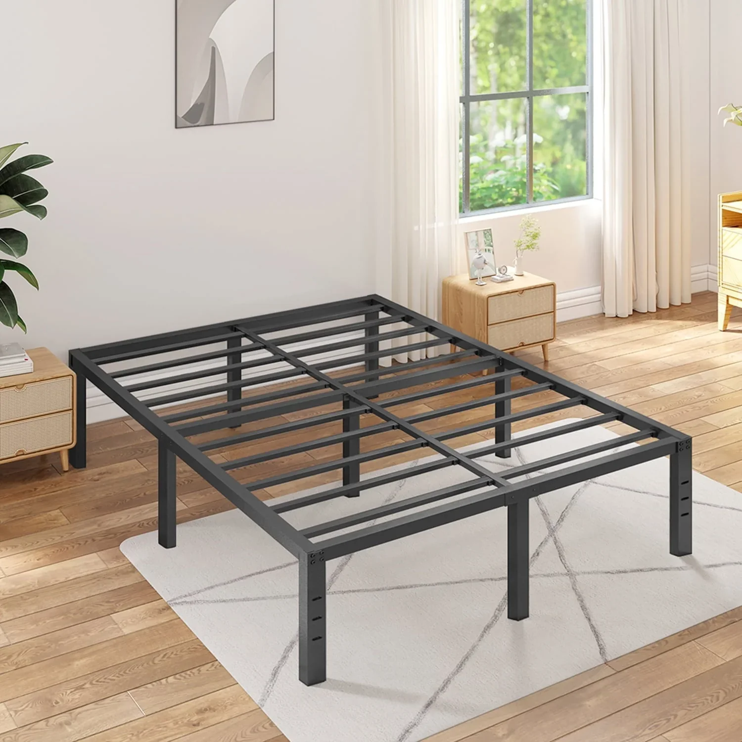 Tatago 18 Inch (H) Heavy Duty Queen Metal Bed Frame, 3500 lbs Capacity Metal Platform Bed frames Queen Size, Sturdy Steel Mattress Foundation with Storage, Non-Slip, No Noise No Box Spring Needed