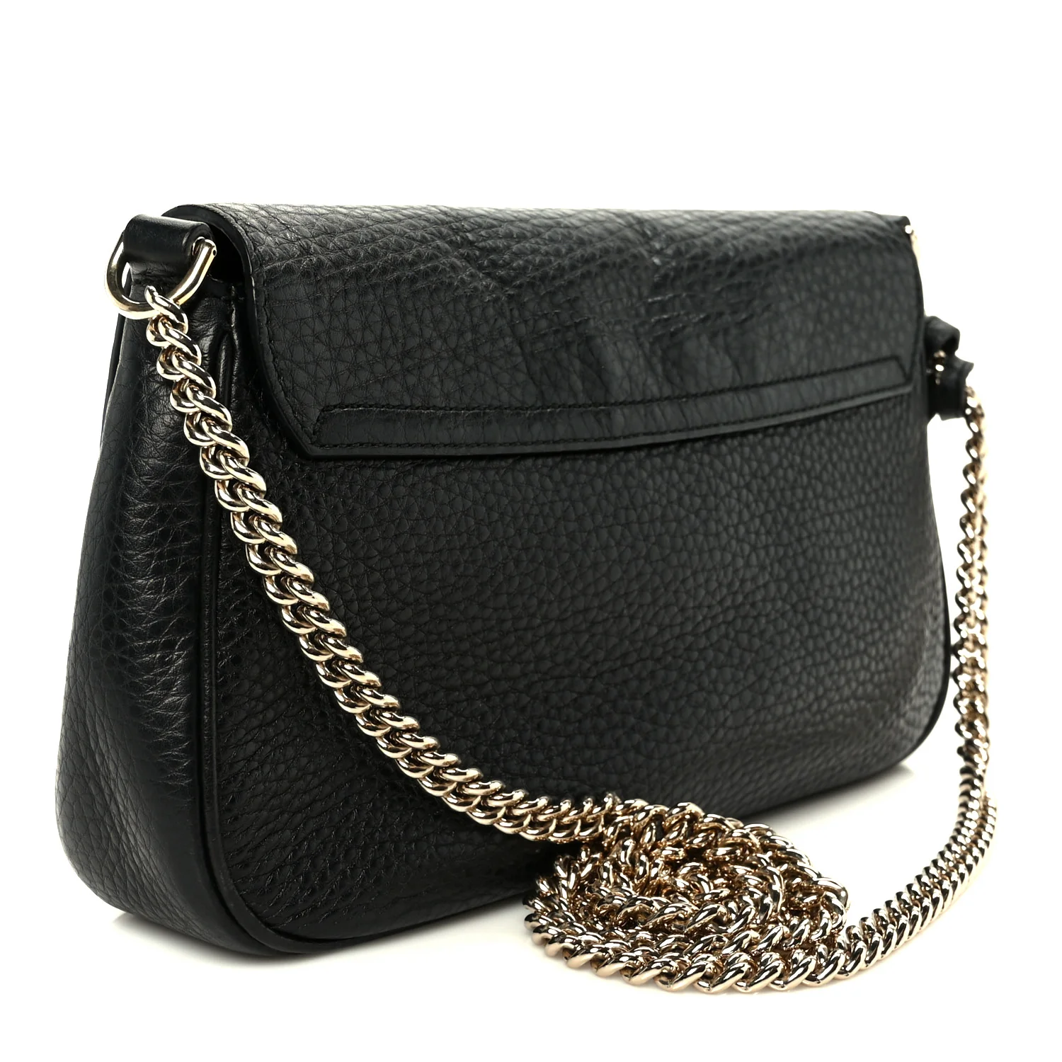 Pebbled Calfskin Medium Soho Flap Crossbody Black