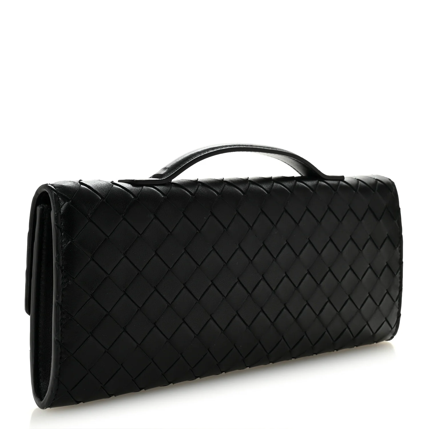 Nappa Intrecciato Long Andiamo Top Handle Clutch Black