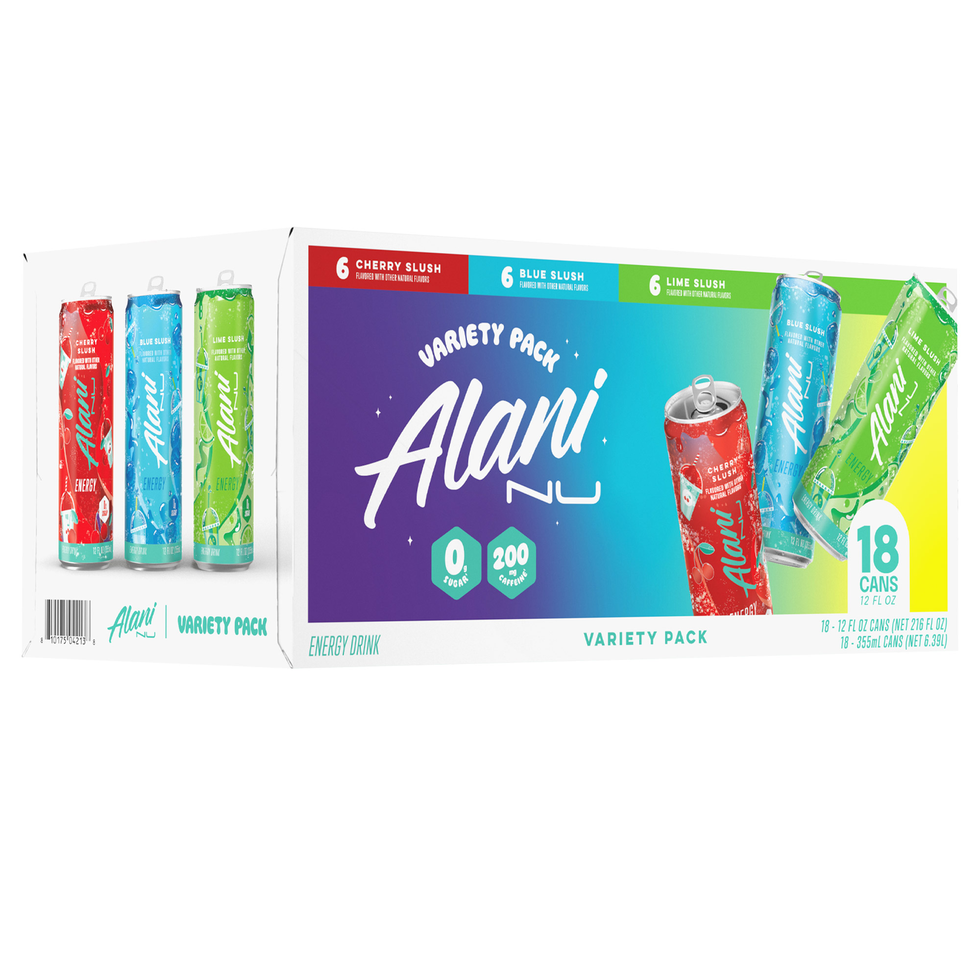 Alani Nu Energy Drink, Lime Slush Variety Pack, 12 Fl Oz, 18 - Count