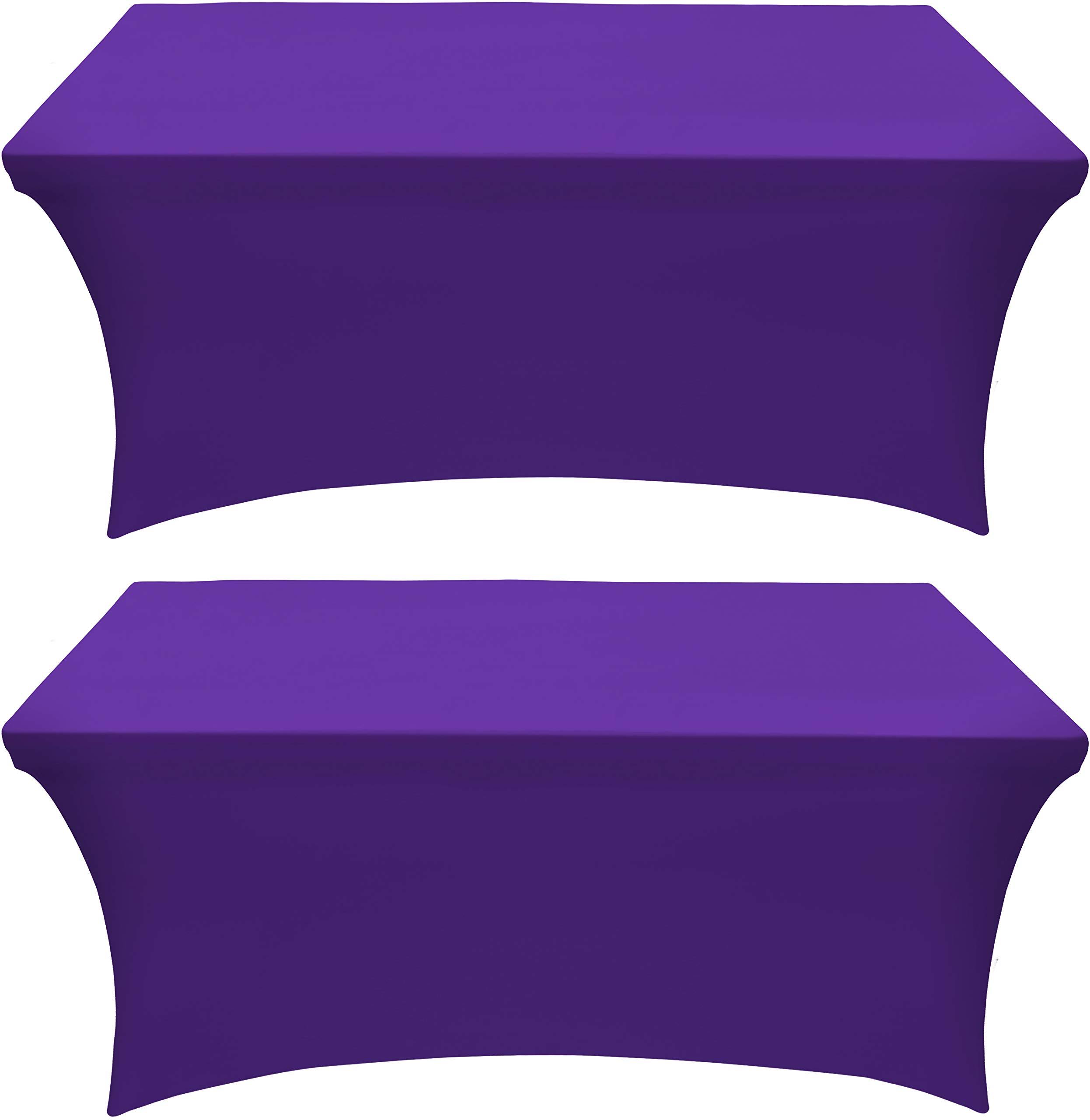 Utopia Kitchen Spandex Tablecloth 2 Pack [6ft, Purple] Tight, Fitted, Washable and Wrinkle Resistant Stretch Rectangular Patio Table Cover for Event