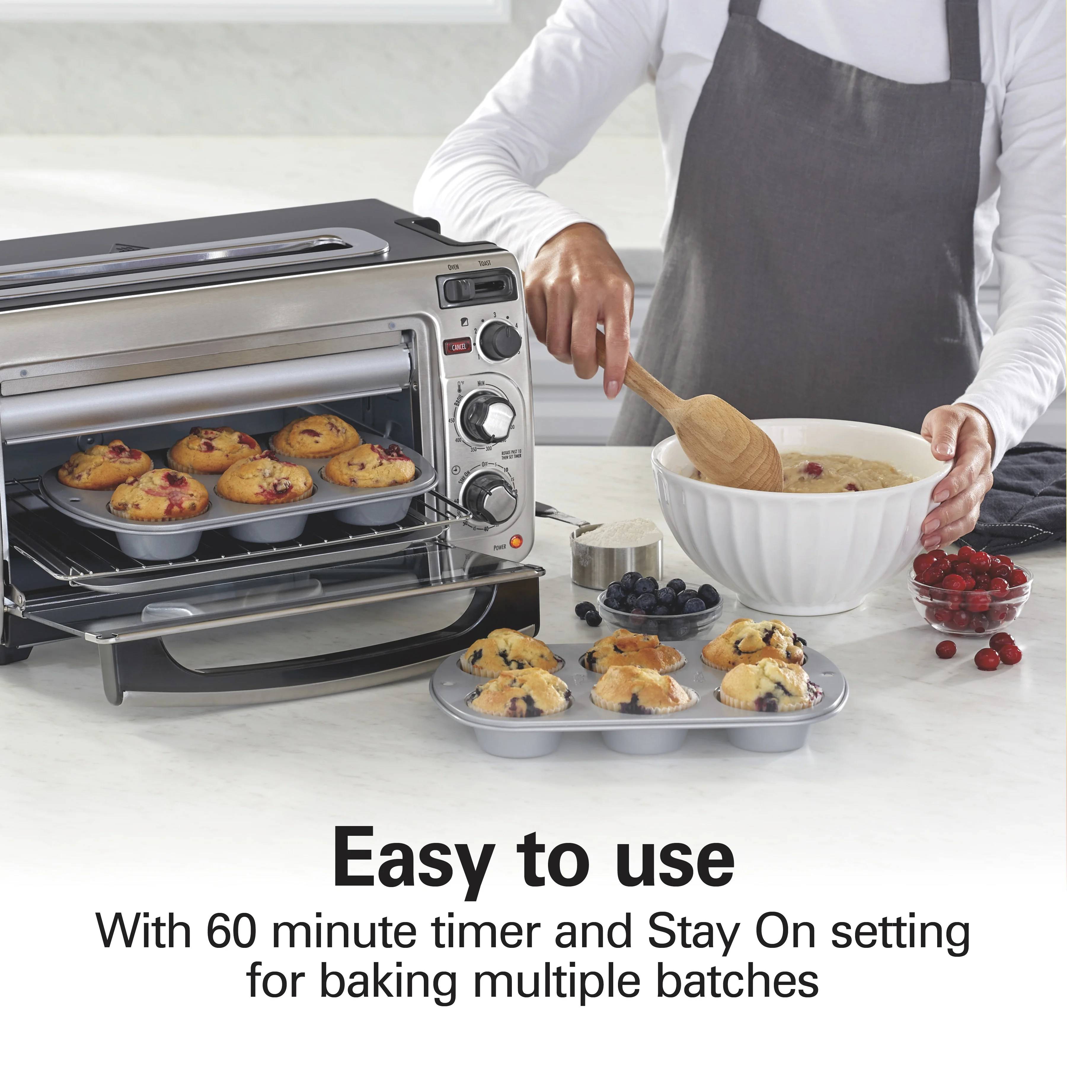 Hamilton Beach 2 - in - 1 Countertop Toaster Oven & Long Slot 2 Slice Toaster Combo, Stainless Steel