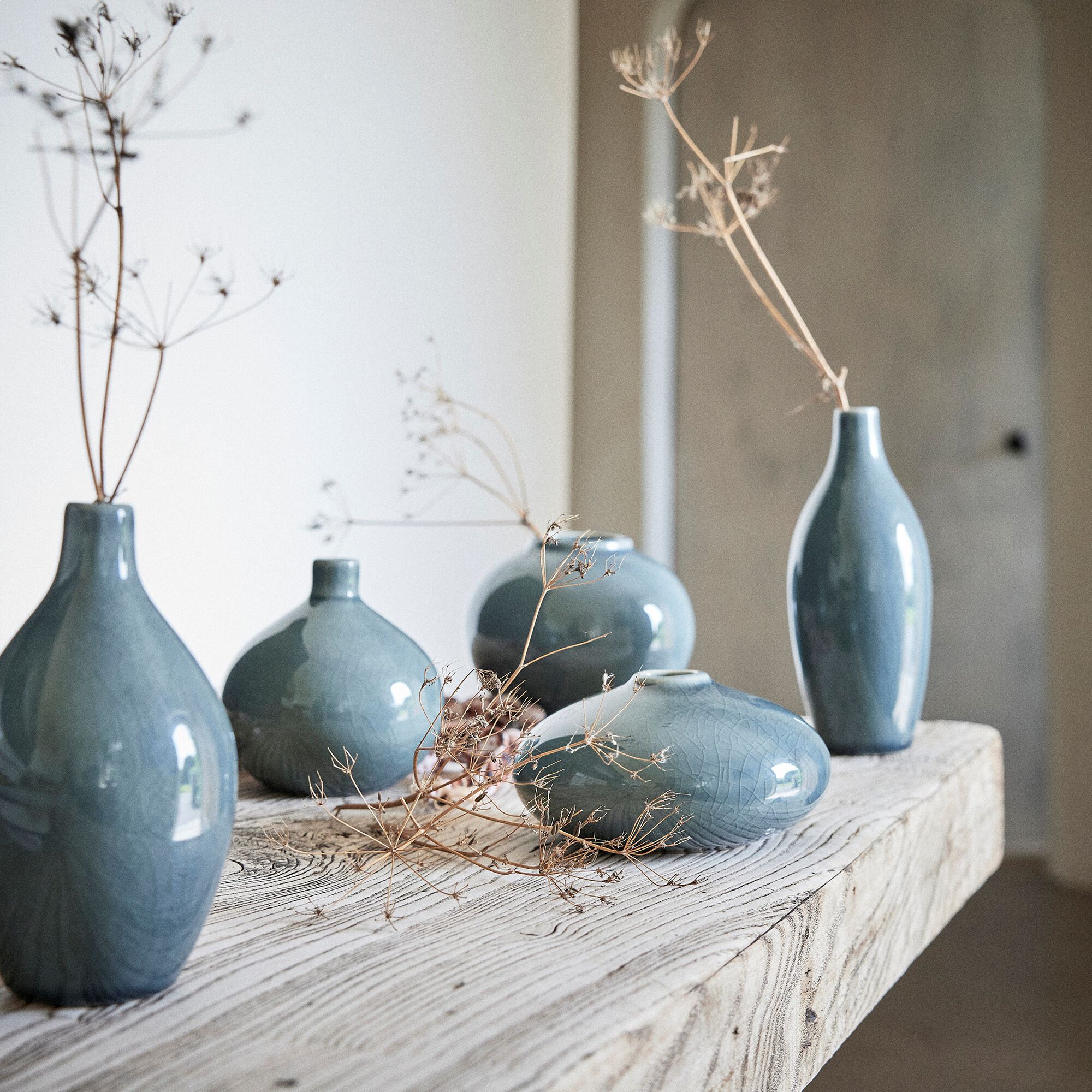 ROVIGO - Vase boule en grès 11cm - bleu