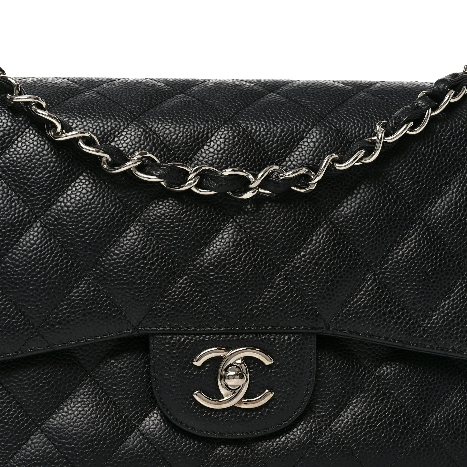 Caviar Quilted Jumbo Double Flap Black