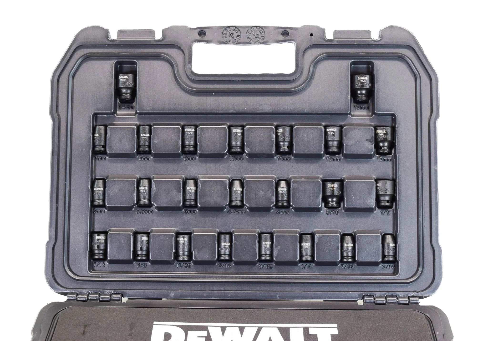DEWALT DWMT19251, 1/4 Drive Metric and SAE Impact Socket Set, Black Oxide Finish, 48 Piece