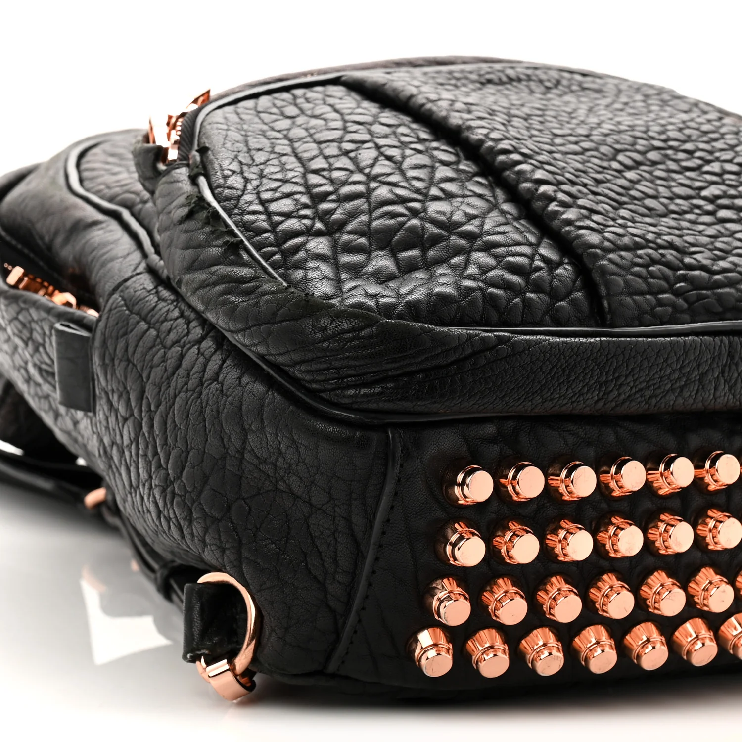 Pebbled Lambskin Dumbo Backpack Black Rose Gold Hardware