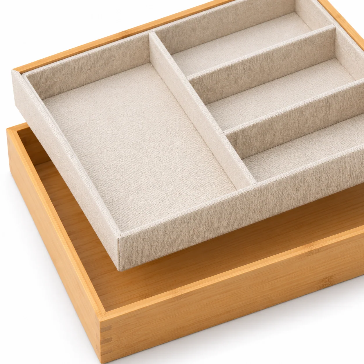 Bamboo Jewelry Drawer Tray with Removable Liner