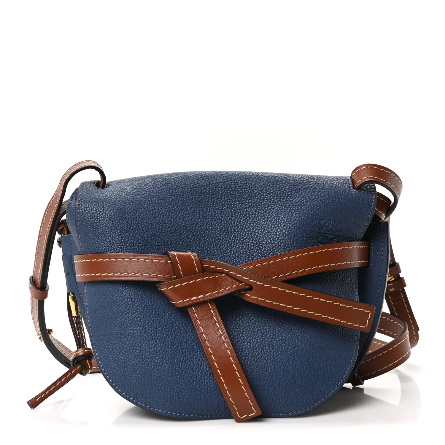 Grained Calfskin Small Gate Crossbody Bag Varsity Pecan