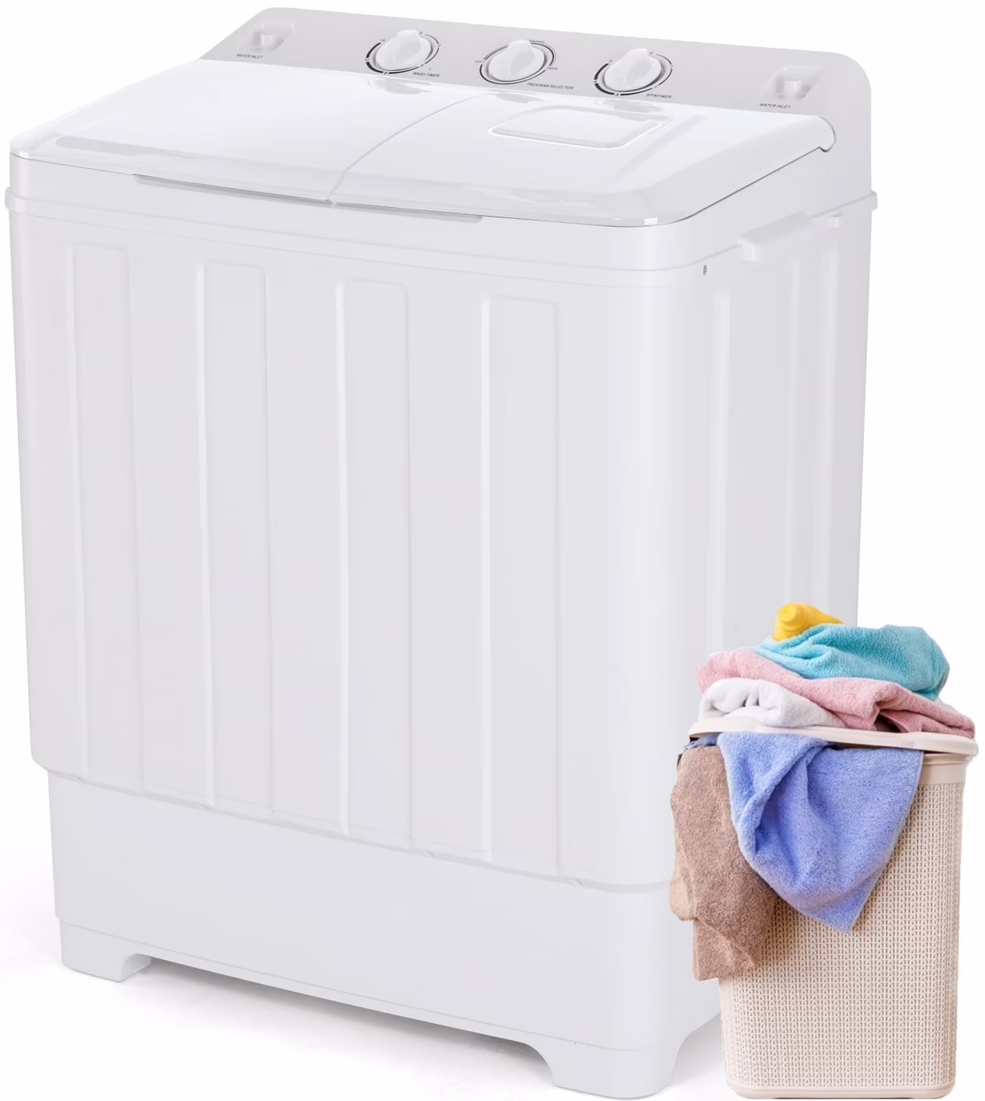 Portable Washer 30lbs, 2-in-1 Twin Tub Washer Dryer Combo Compact Semi-Automatic Washing Machine with Drain Pump, Black(Black) - Image 7