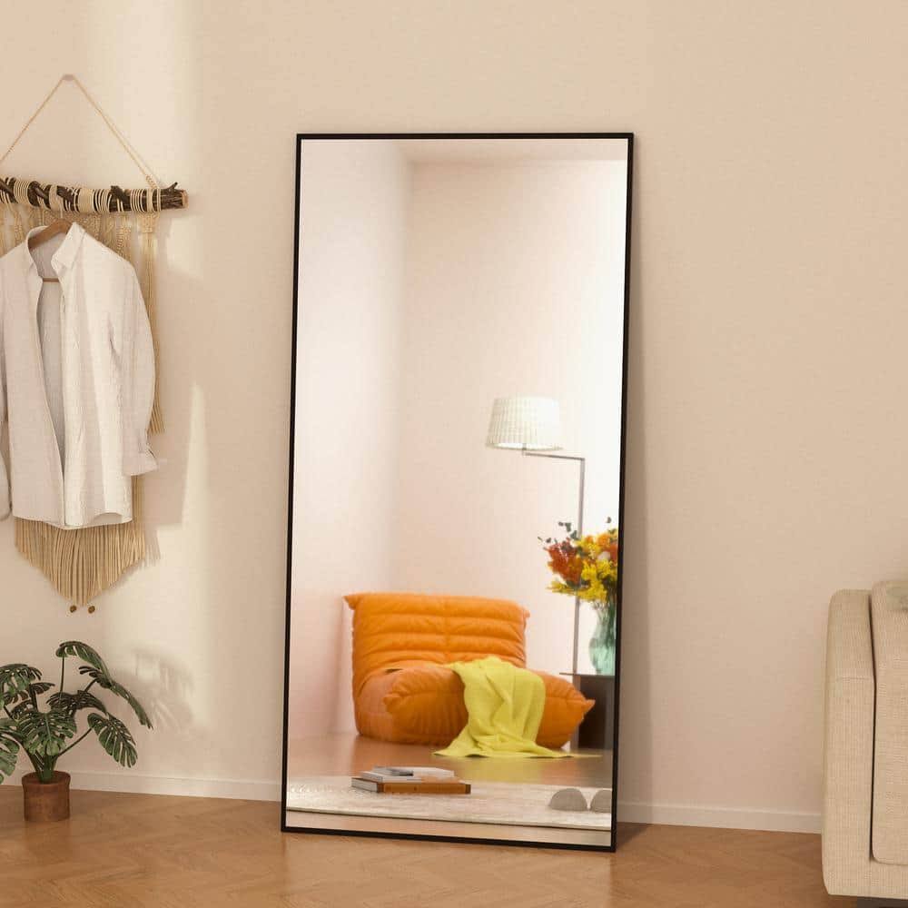 22 in. W x 65 in. H Oversized Rectangle Full Length Mirror Framed Black Wall Mounted/Standing Mirror Large Floor Mirror