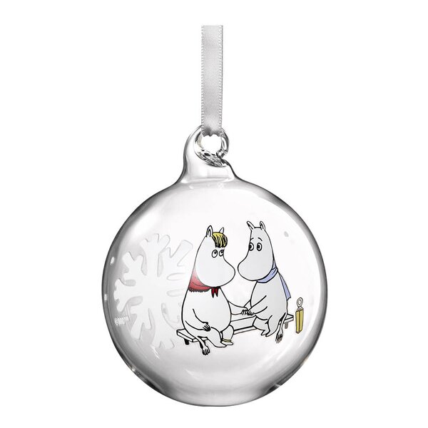 Mummi julekule 7 cm snøfnugg hvit