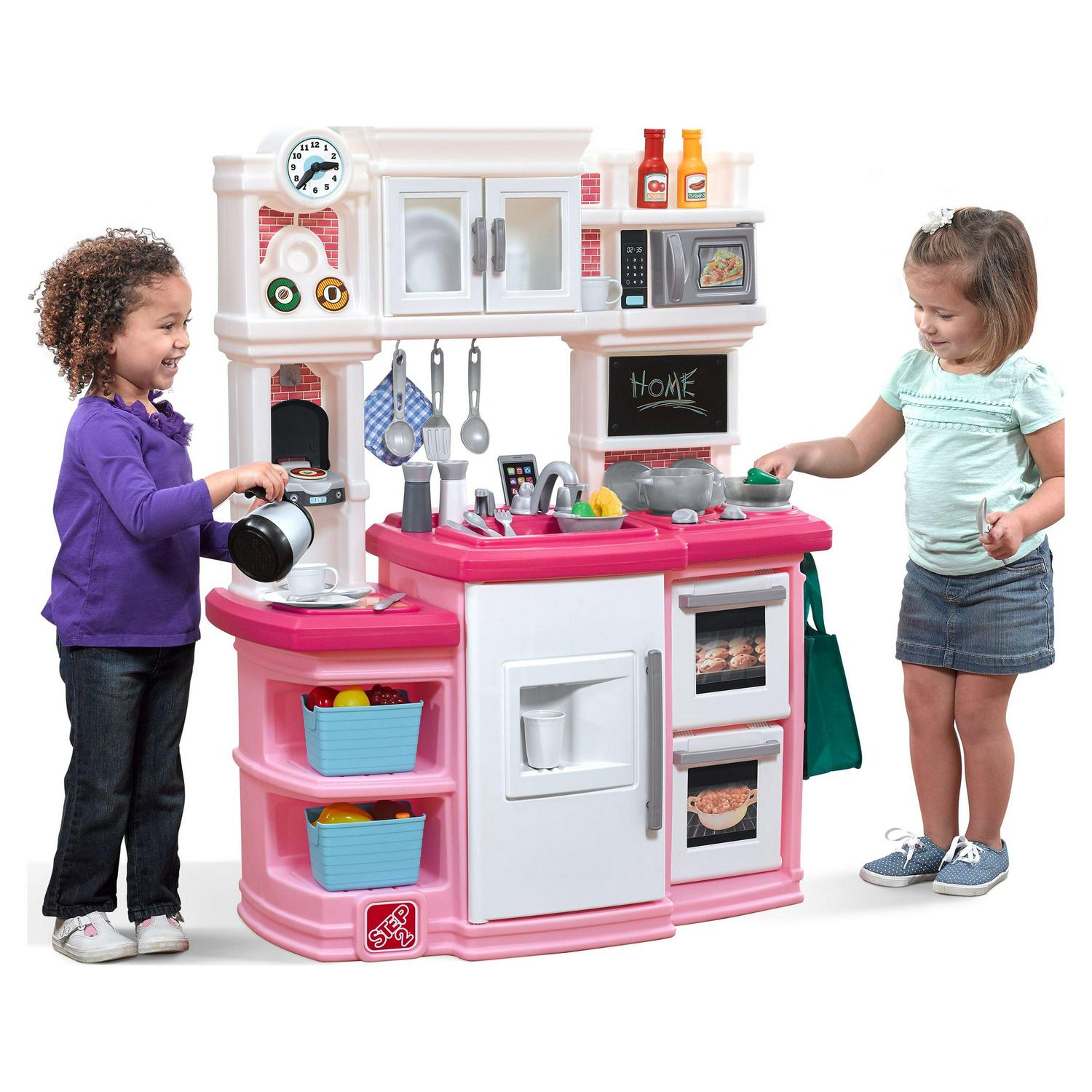 Step2 Great Gourmet Soft Pink Plastic Toddler Kitchen with 35 Piece Kitchen Playset