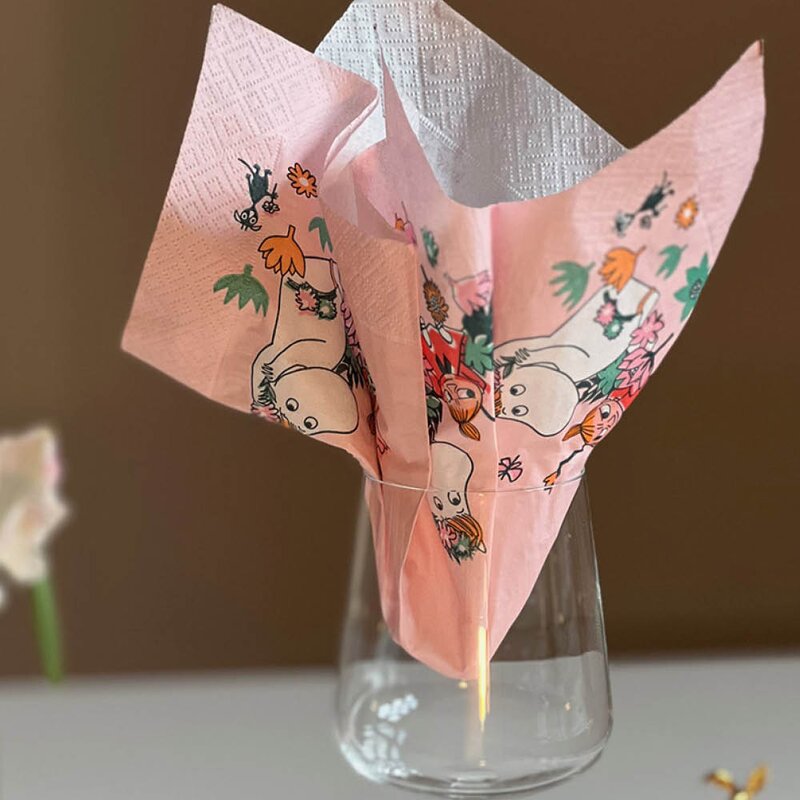 Mummi servietter 33x33 cm 20 stk Snorkfrøken og Lille My rosa