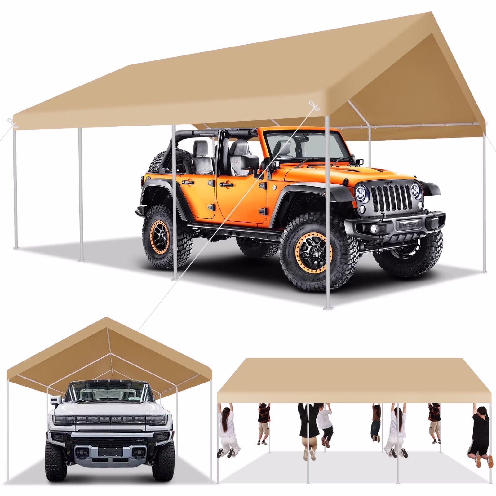 Hoteel 12'x20' Large Heavy Duty Car Tent with Steel Frame, Portable Garage Wedding Tent Gazebo Big Tents Carports Shelter with Waterproof Top Cover, All-Season Tarp for Outdoor Party Birthday, White(12??0 with Sidewalls/White)