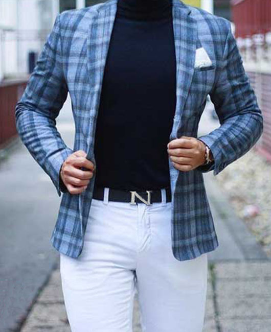Blazer Daily Plaid à revers cranté et poche simple boutonnage