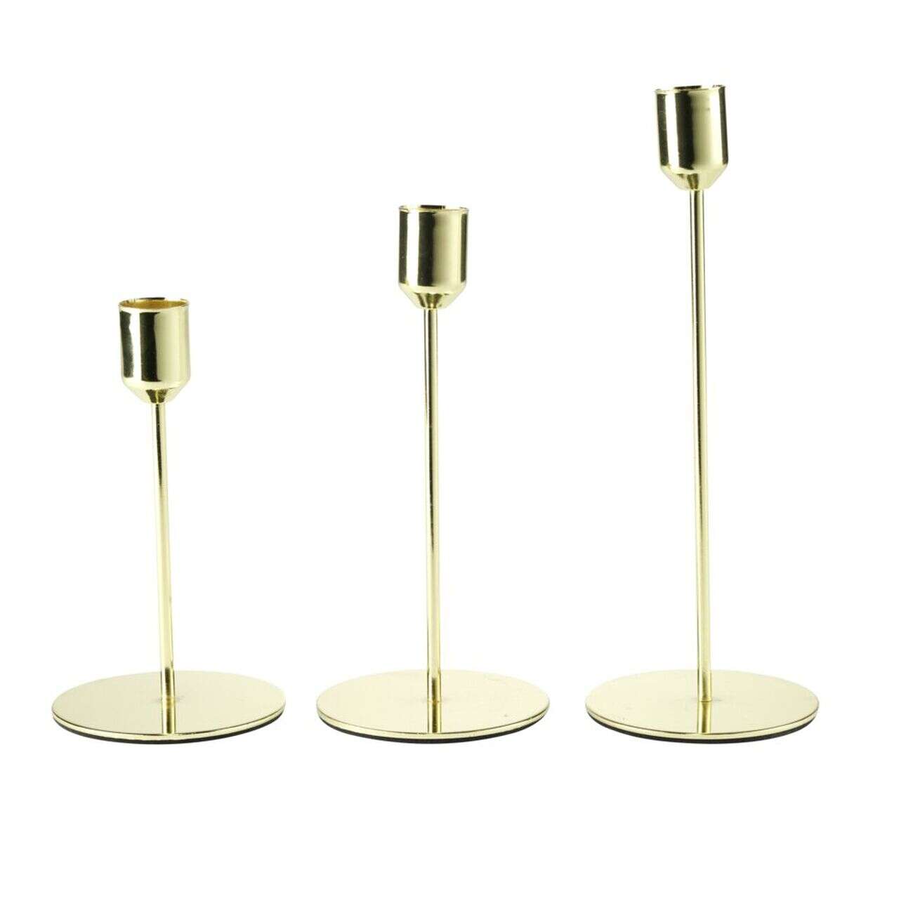 Bougeoir sur pied x3 métal 3 tailles H14,5/17,5/21,5cm (2 modèles)