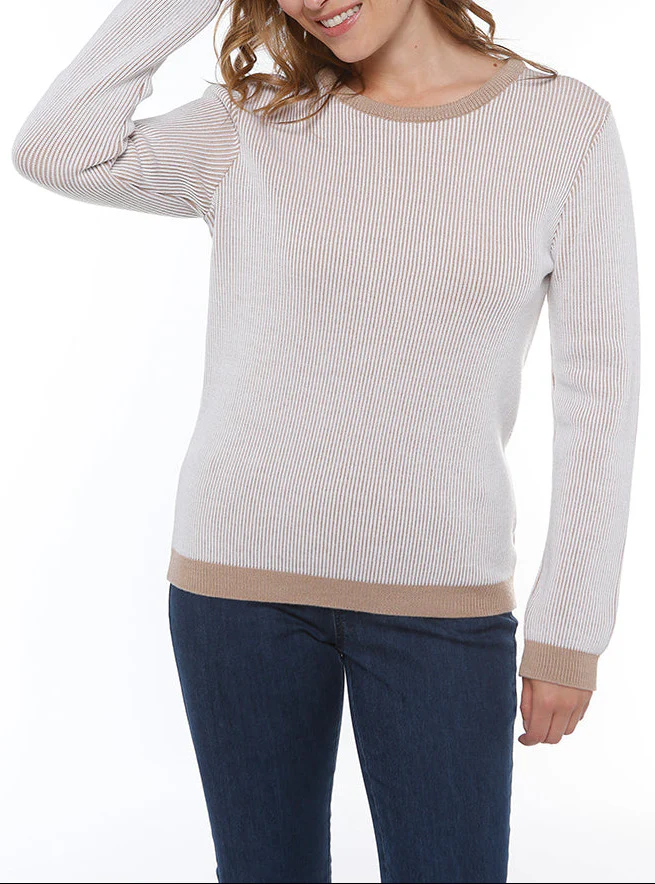 Pull femme maille anglaise beige chaud