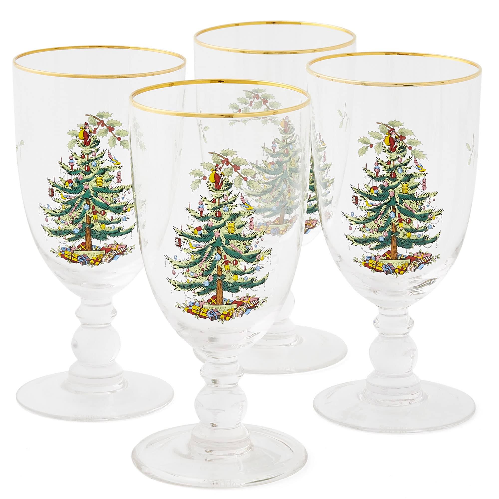 Spode Christmas Tree Set of 4 Pedestal Goblets