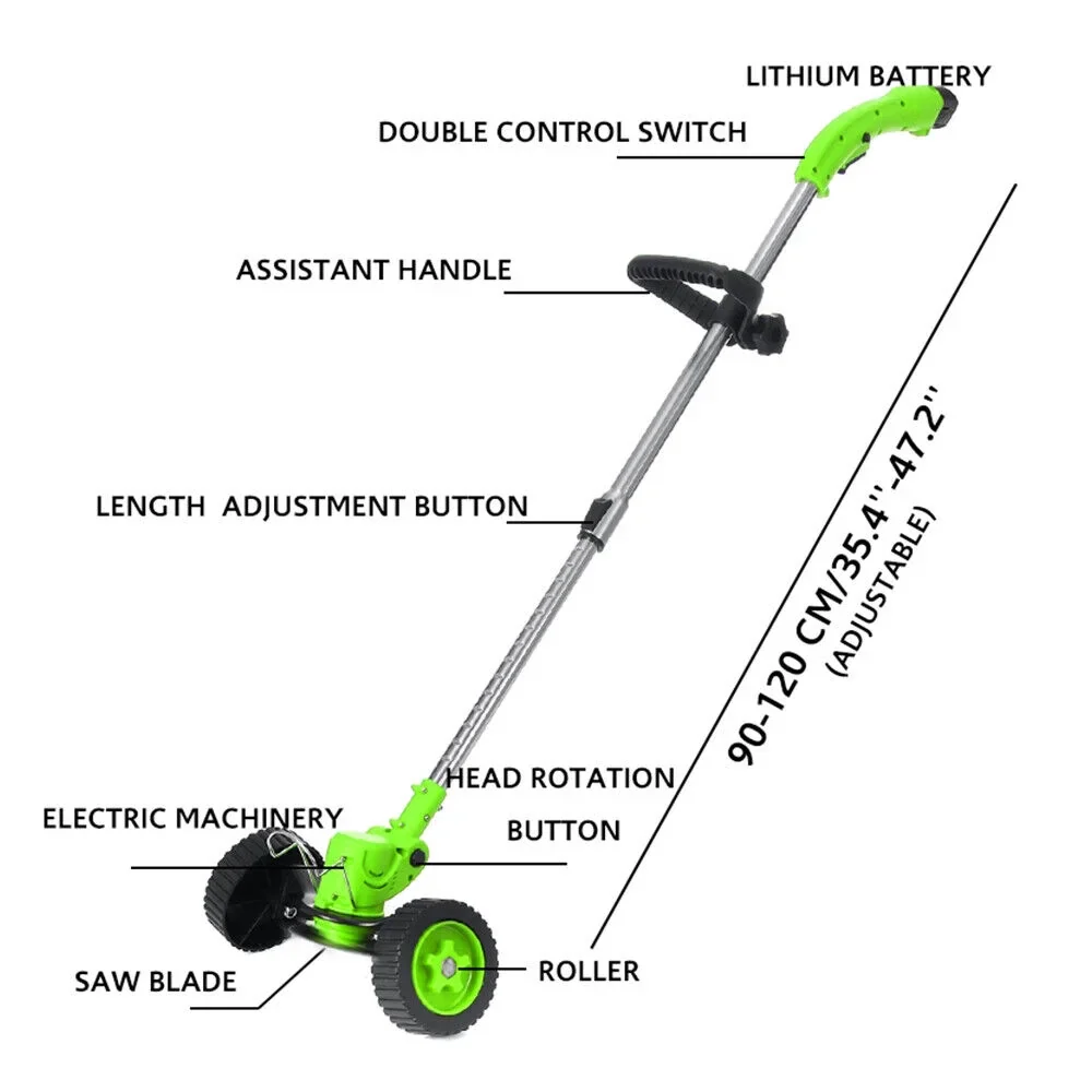 YouLoveIt Electric Weed Eater Lawn Edger Grass String Trimmer Cutter Grass Trimmer Edger Lawn Tool Electric Weed Eater Battery Powered for Garden Yard
